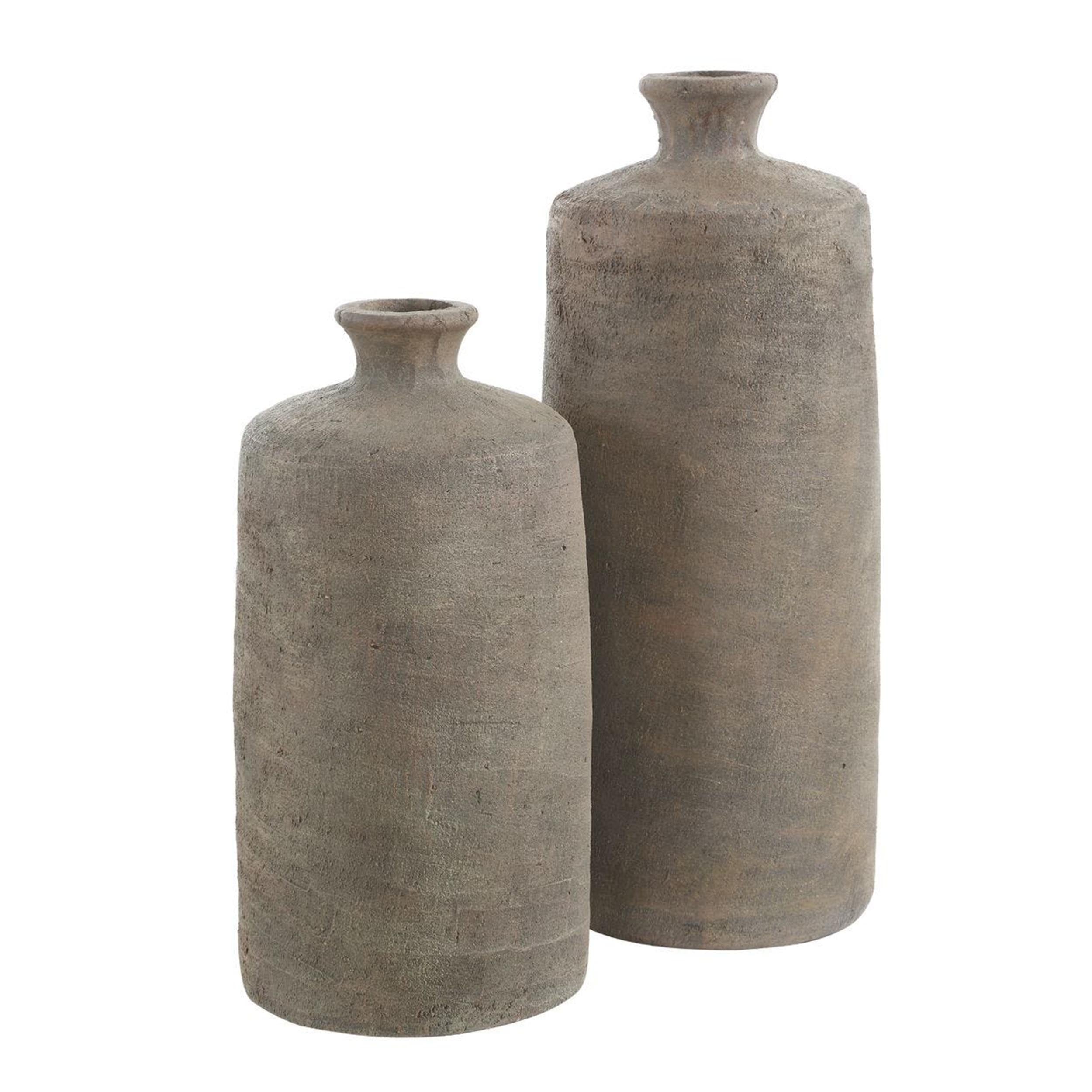 Terrene Vases, Grey, Set of 2 Statement Home Furniture Piece