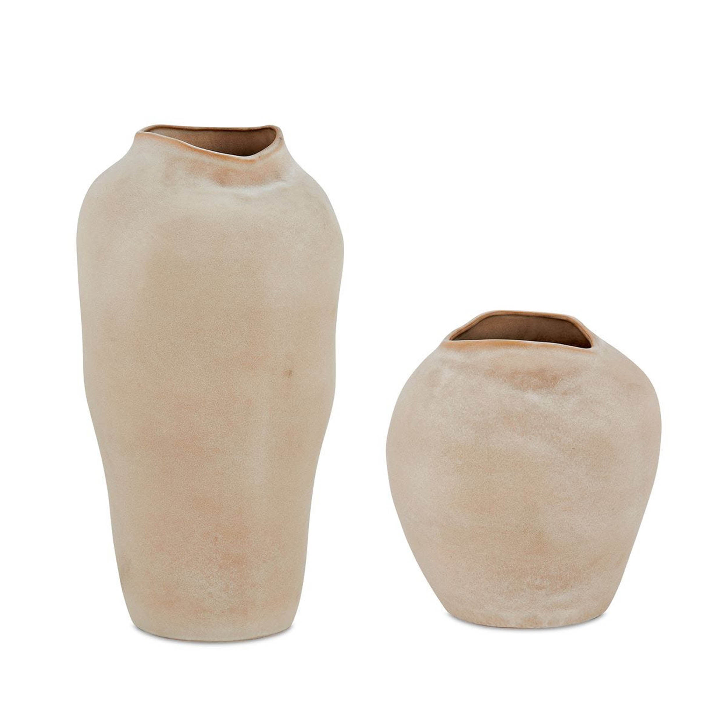 Shadow Play Indoor-Outdoor Vases, Beige, Set of 2