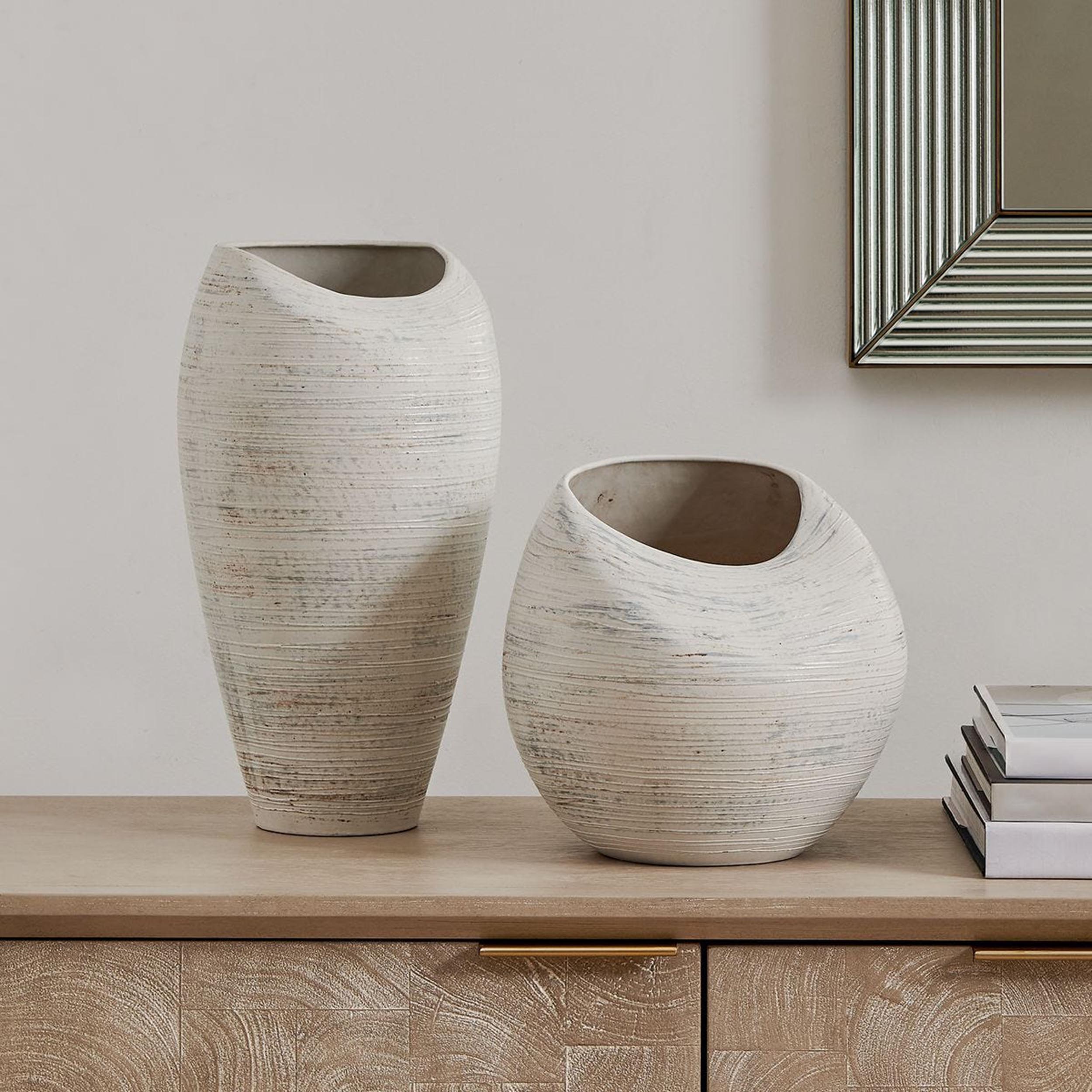 Inara Indoor-Outdoor Vases, White, Set of 2