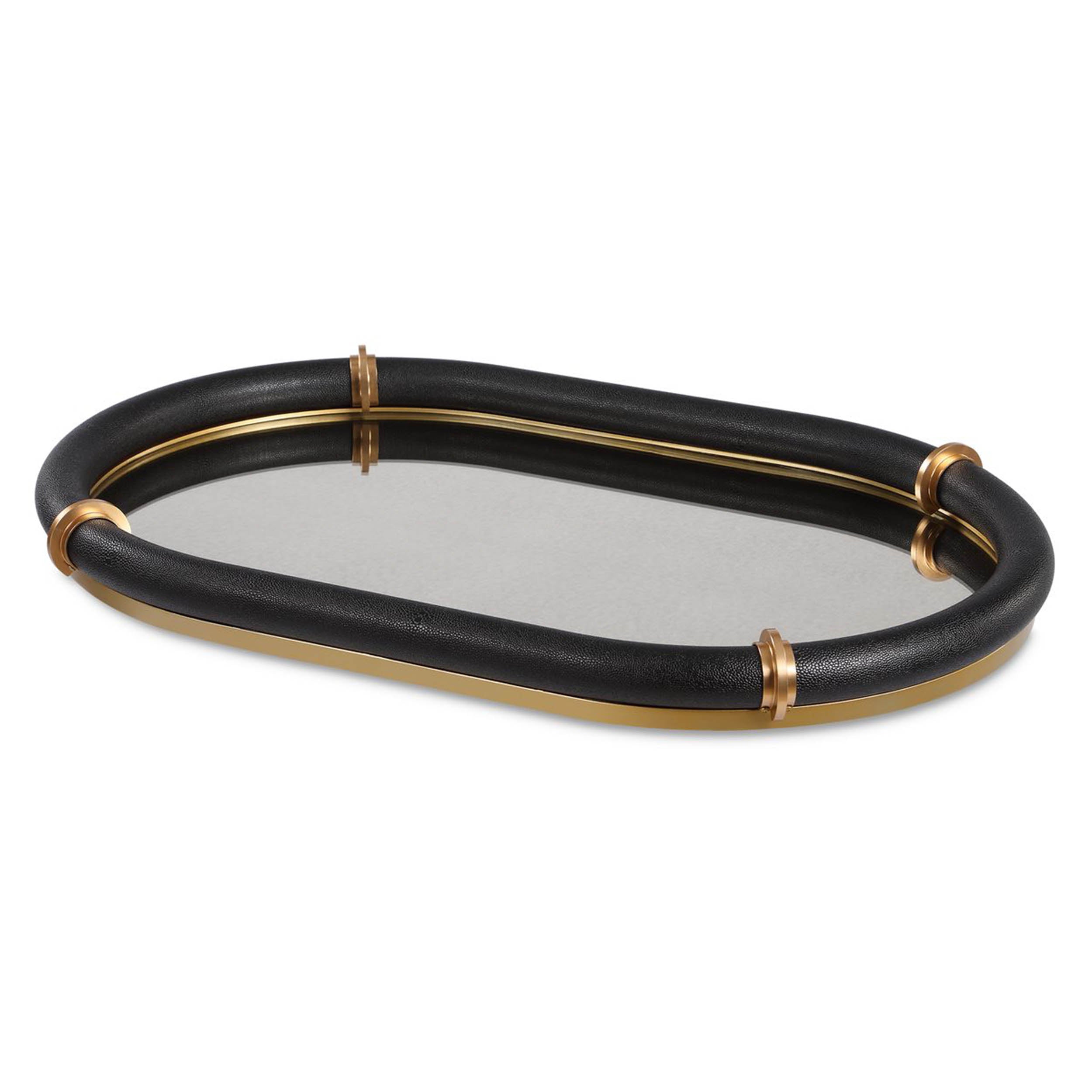 Cyprus Oval Tray, Black Statement Home Furniture Piece – detail view