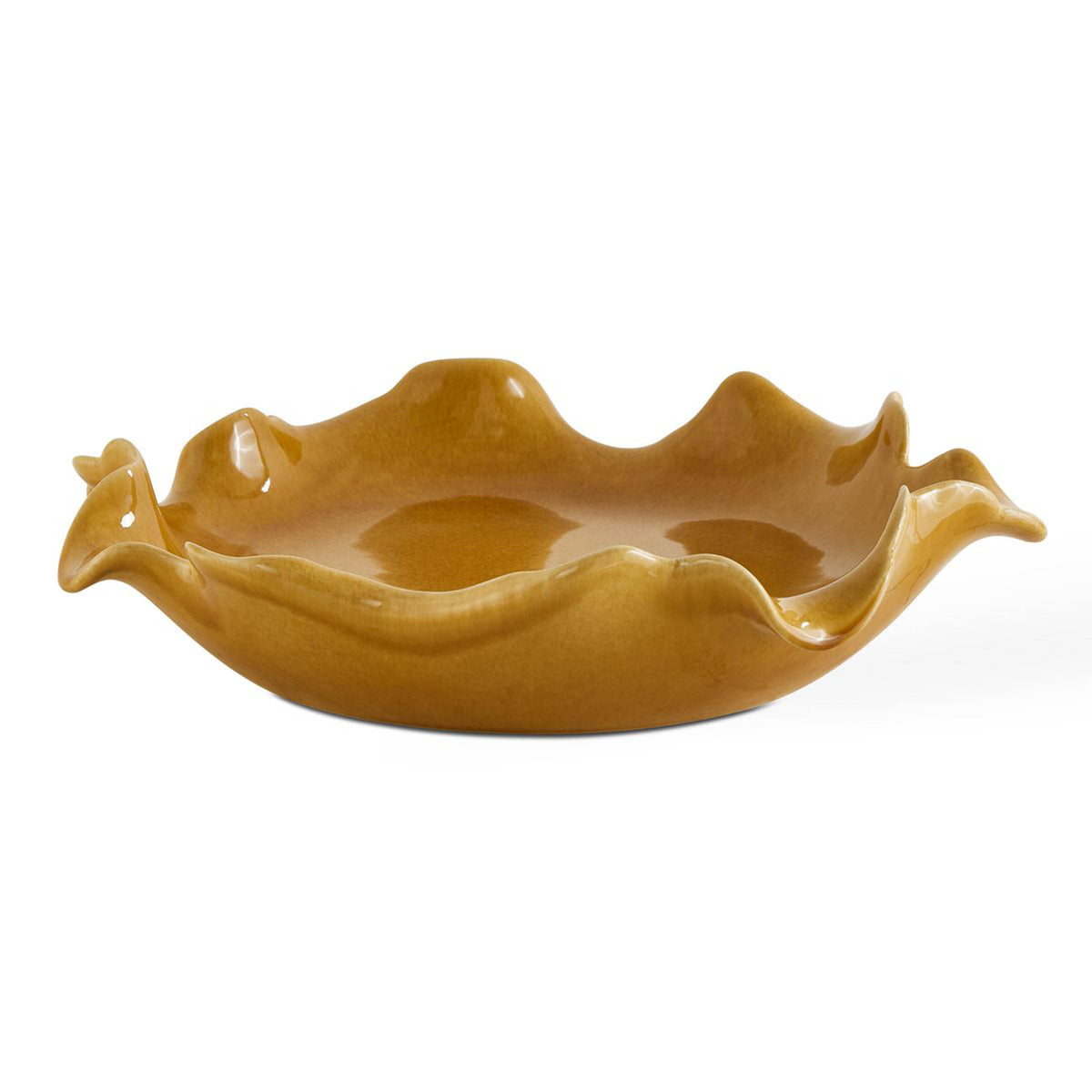 Golden Crest Ruffle Indoor-Outdoor Bowl, Yellow