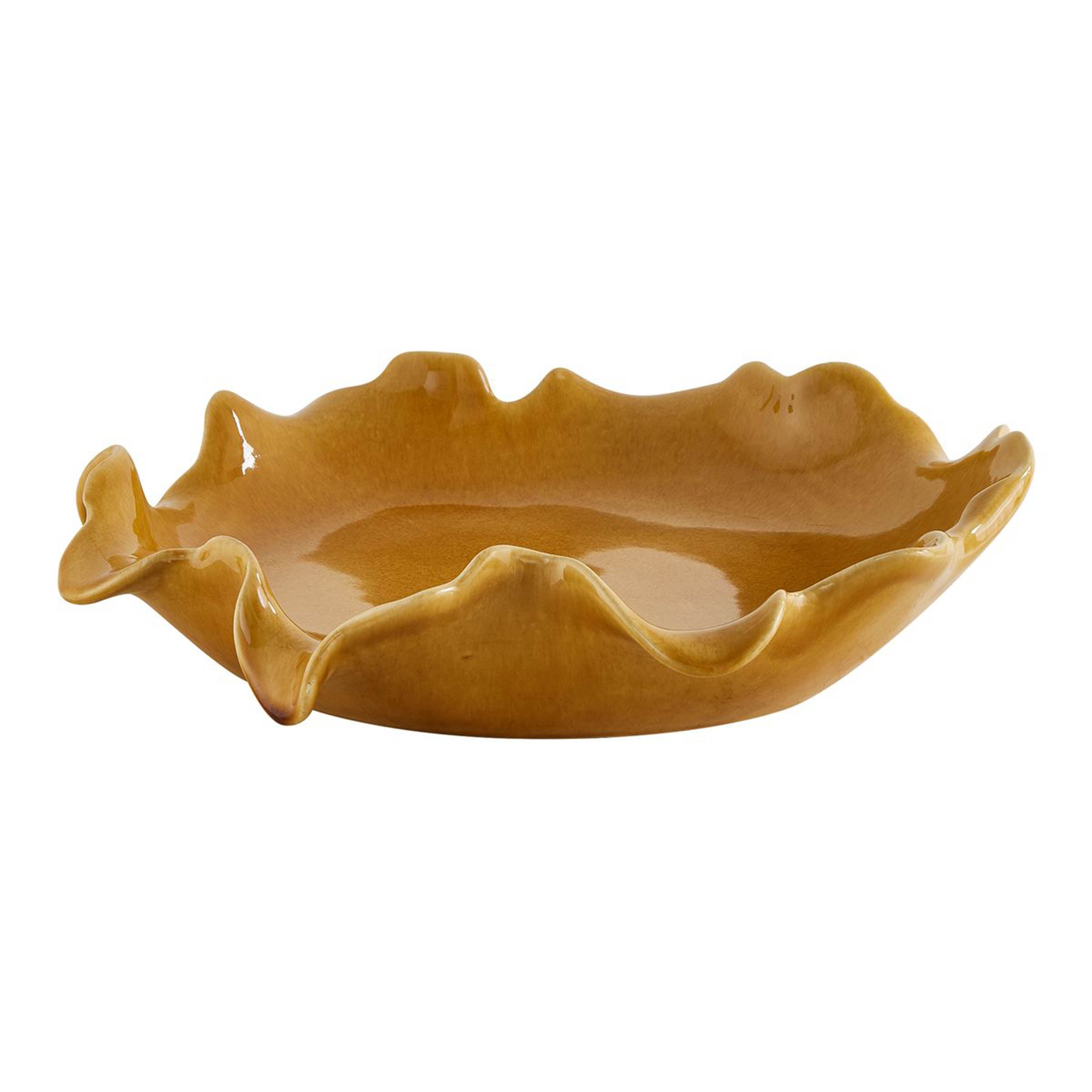 Golden Crest Ruffle Indoor-Outdoor Bowl, Yellow – detail view