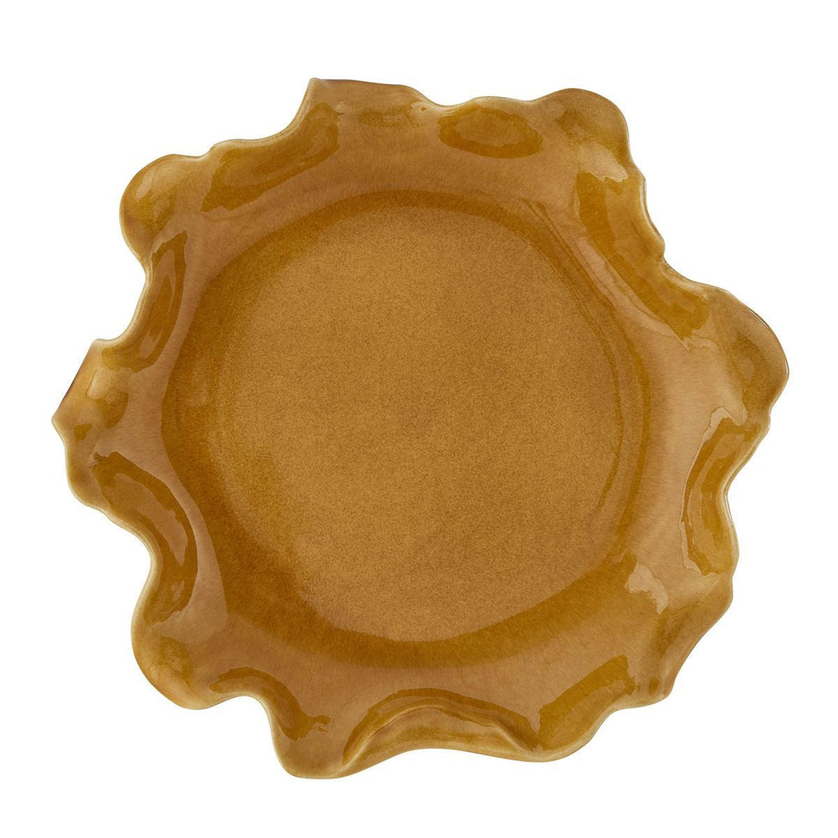 Golden Crest Ruffle Indoor-Outdoor Bowl, Yellow – styled in a room setting