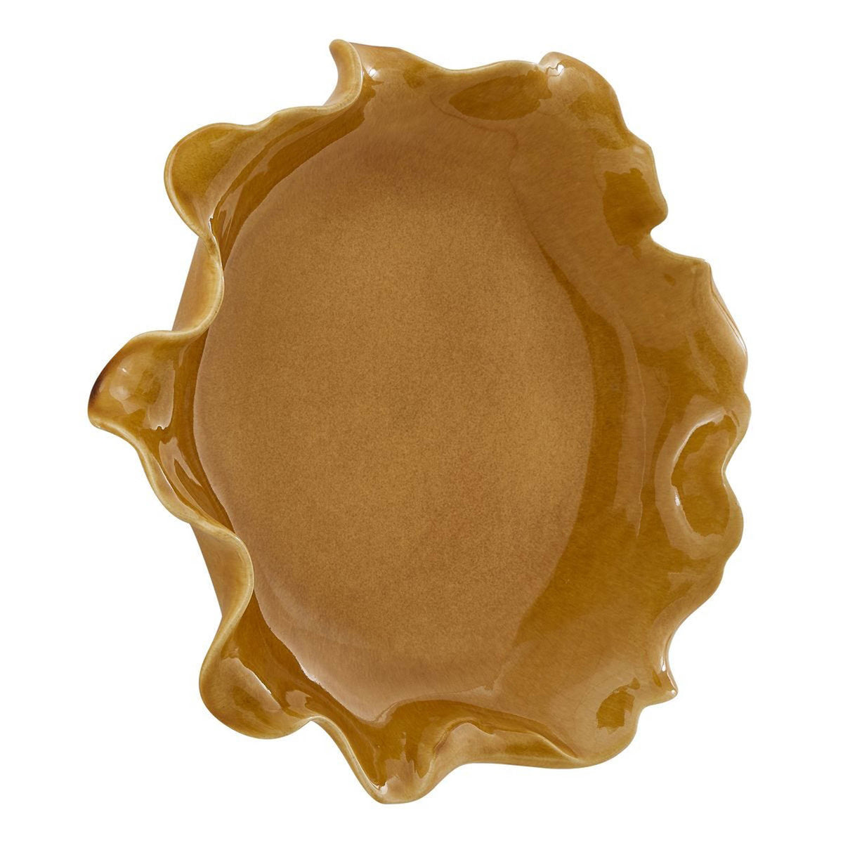 Golden Crest Ruffle Indoor-Outdoor Bowl, Yellow – close-up view