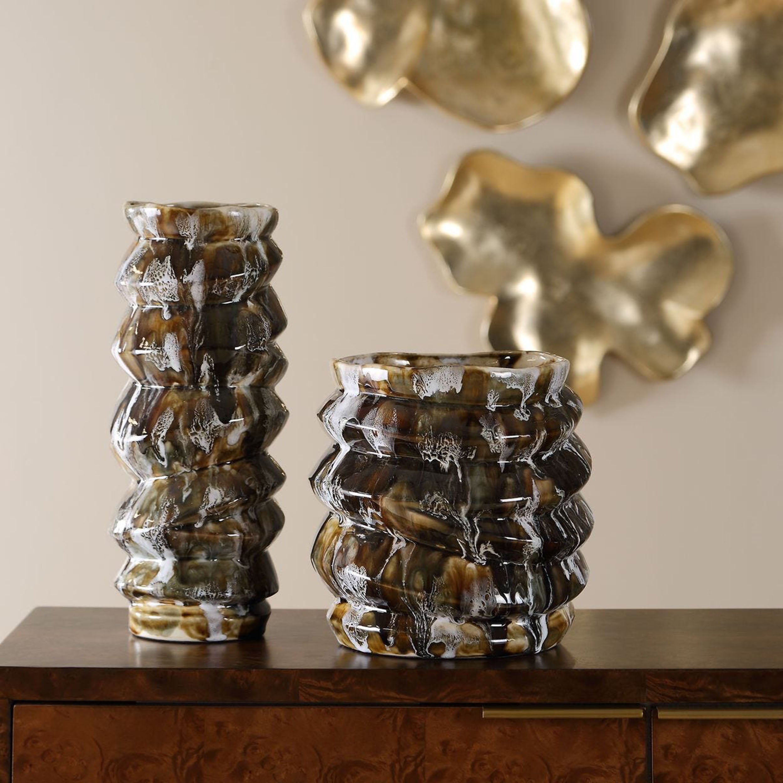 Cuoco Vases, Brown, Set of 2