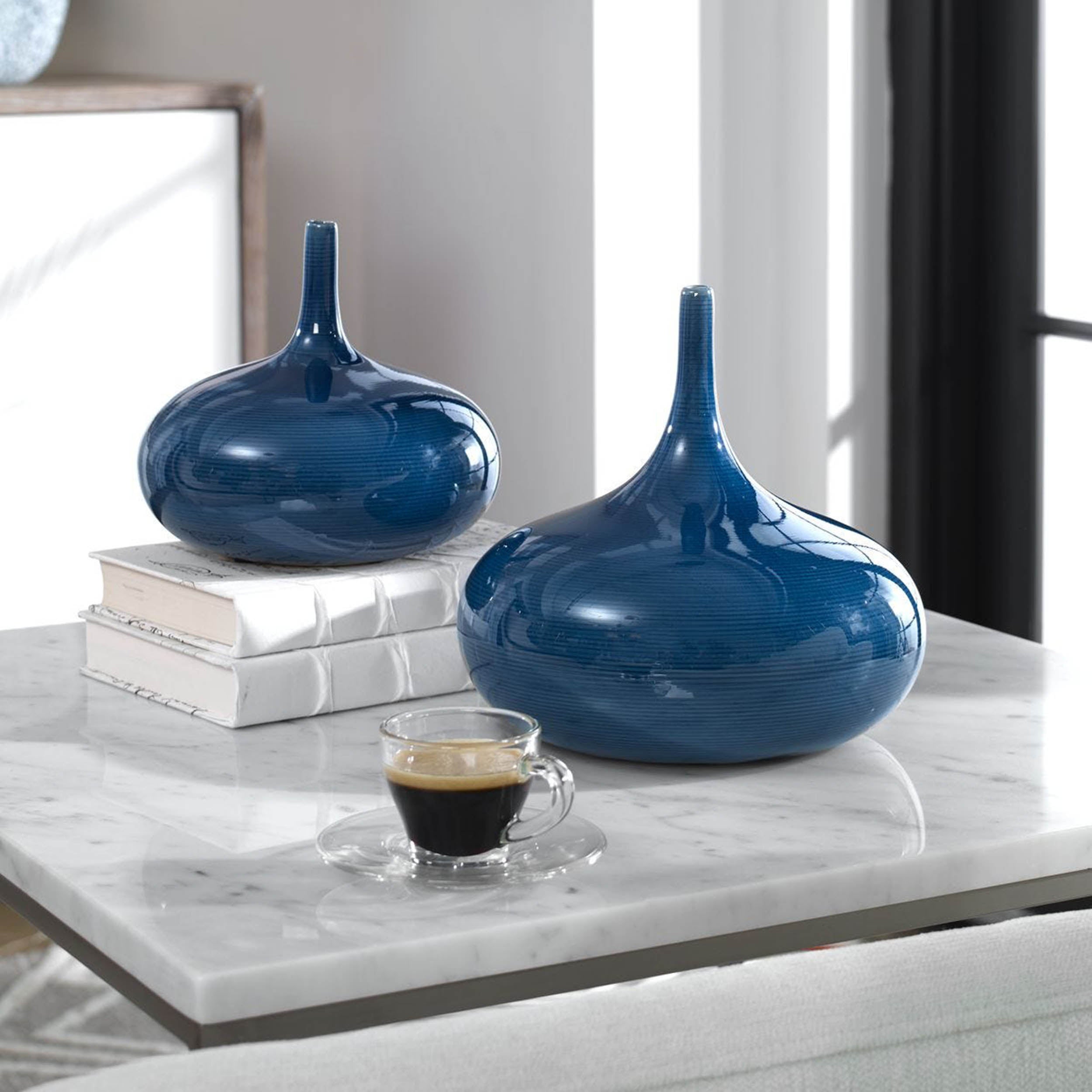 Zayan Vases, Blue, Set of 2