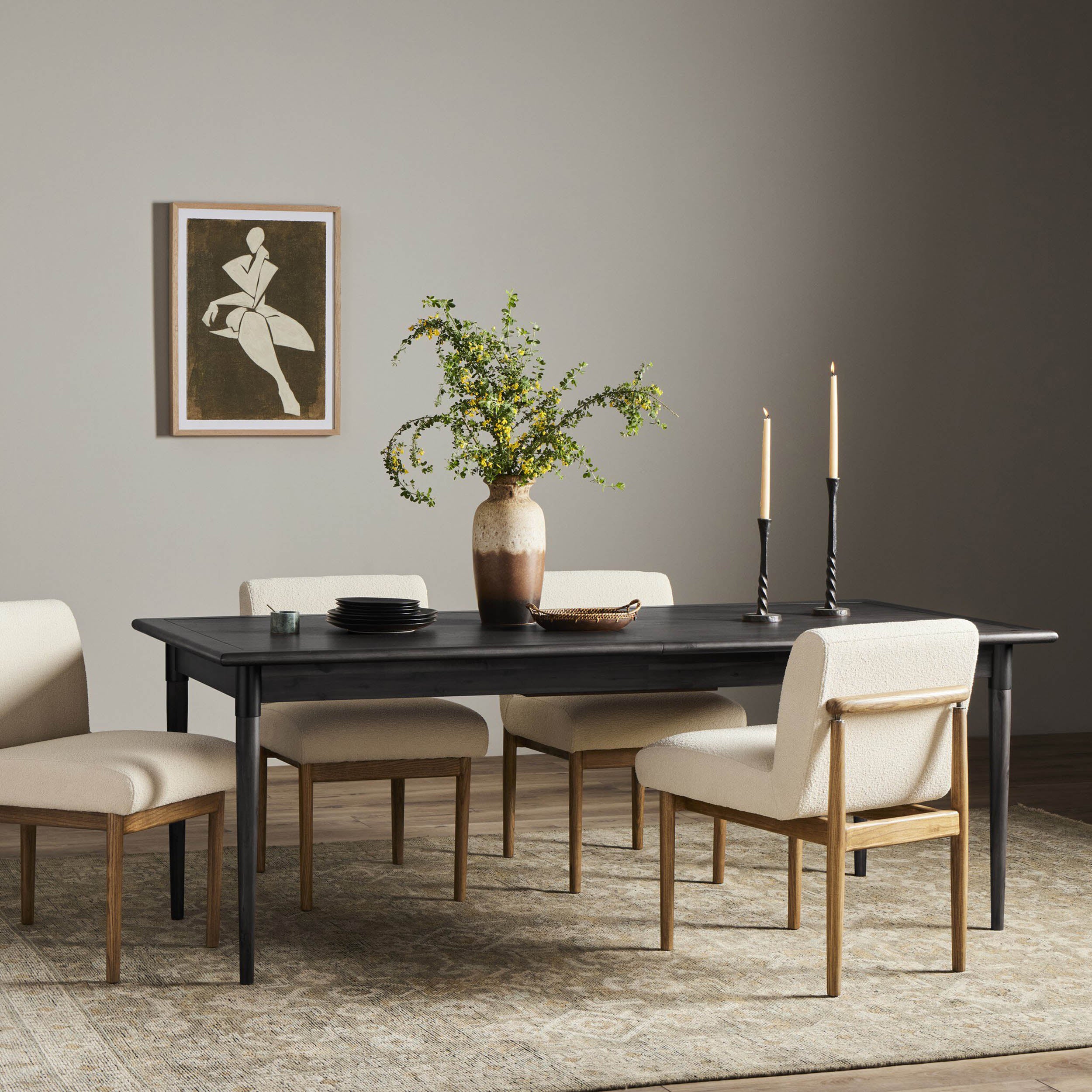 Harper Extension Dining Table, Black Mango Veneer