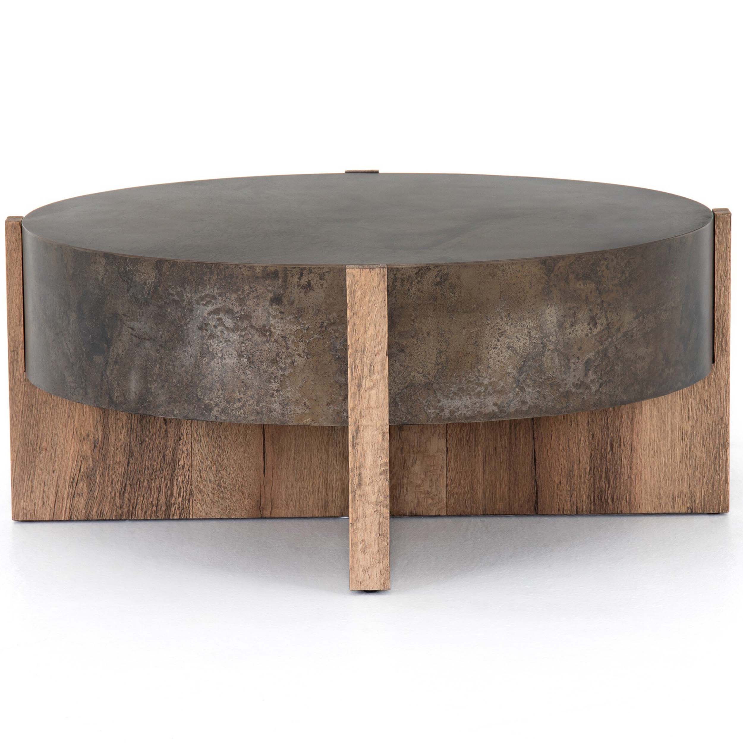 Bingham Coffee Table, Rustic Oak Veneer, Distressed Iron