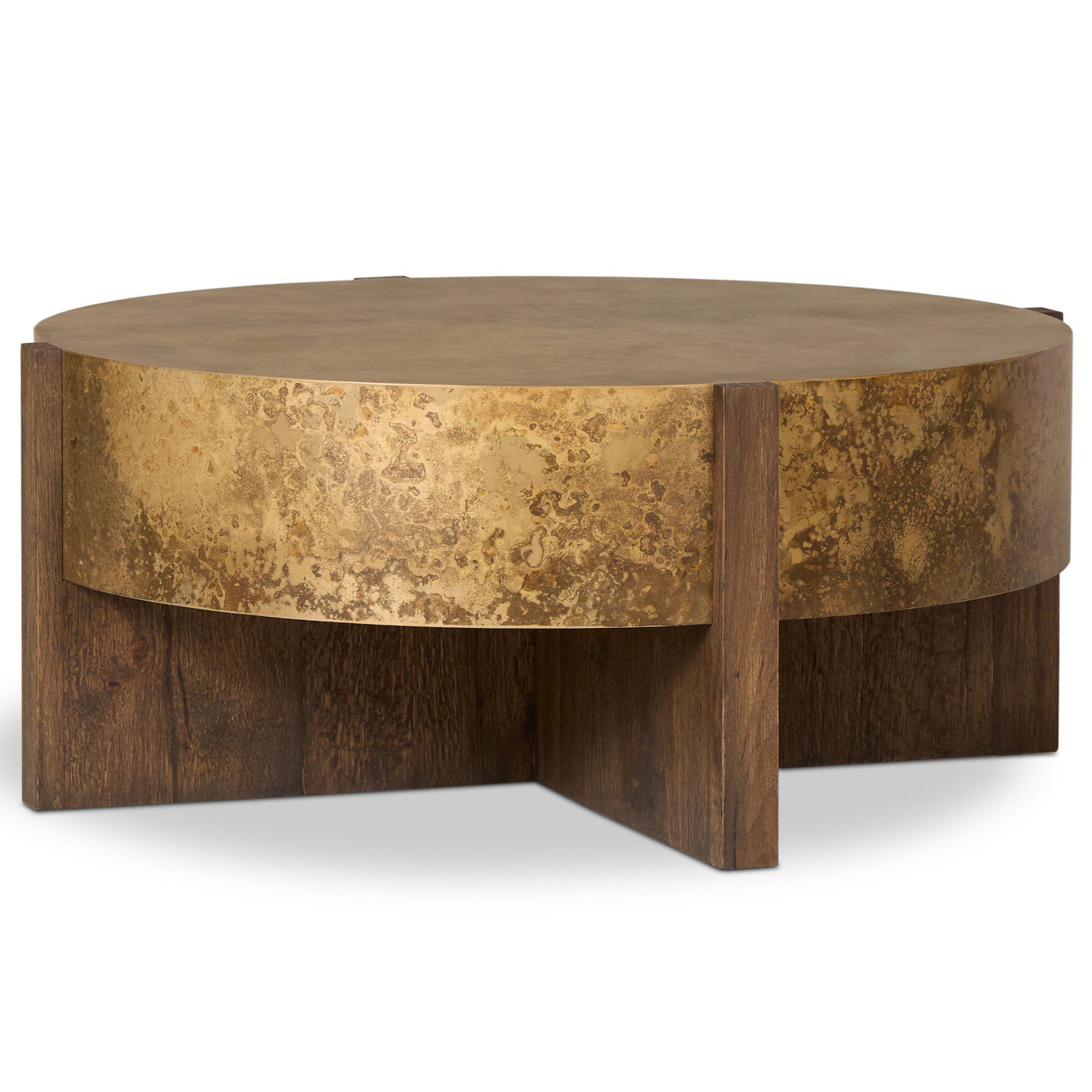 Bingham Coffee Table, Antiqued Brass Aluminum