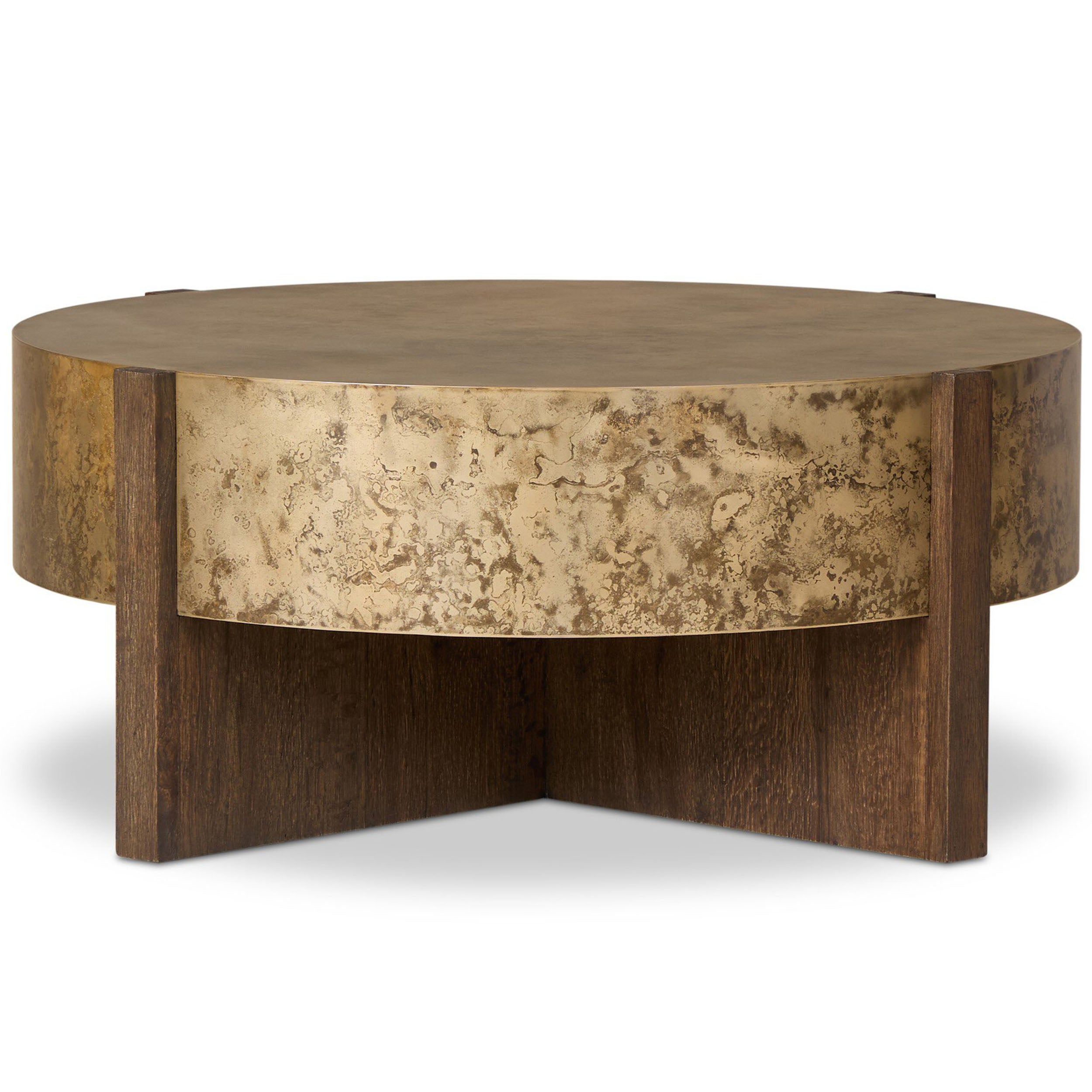 Bingham Coffee Table, Antiqued Brass Aluminum