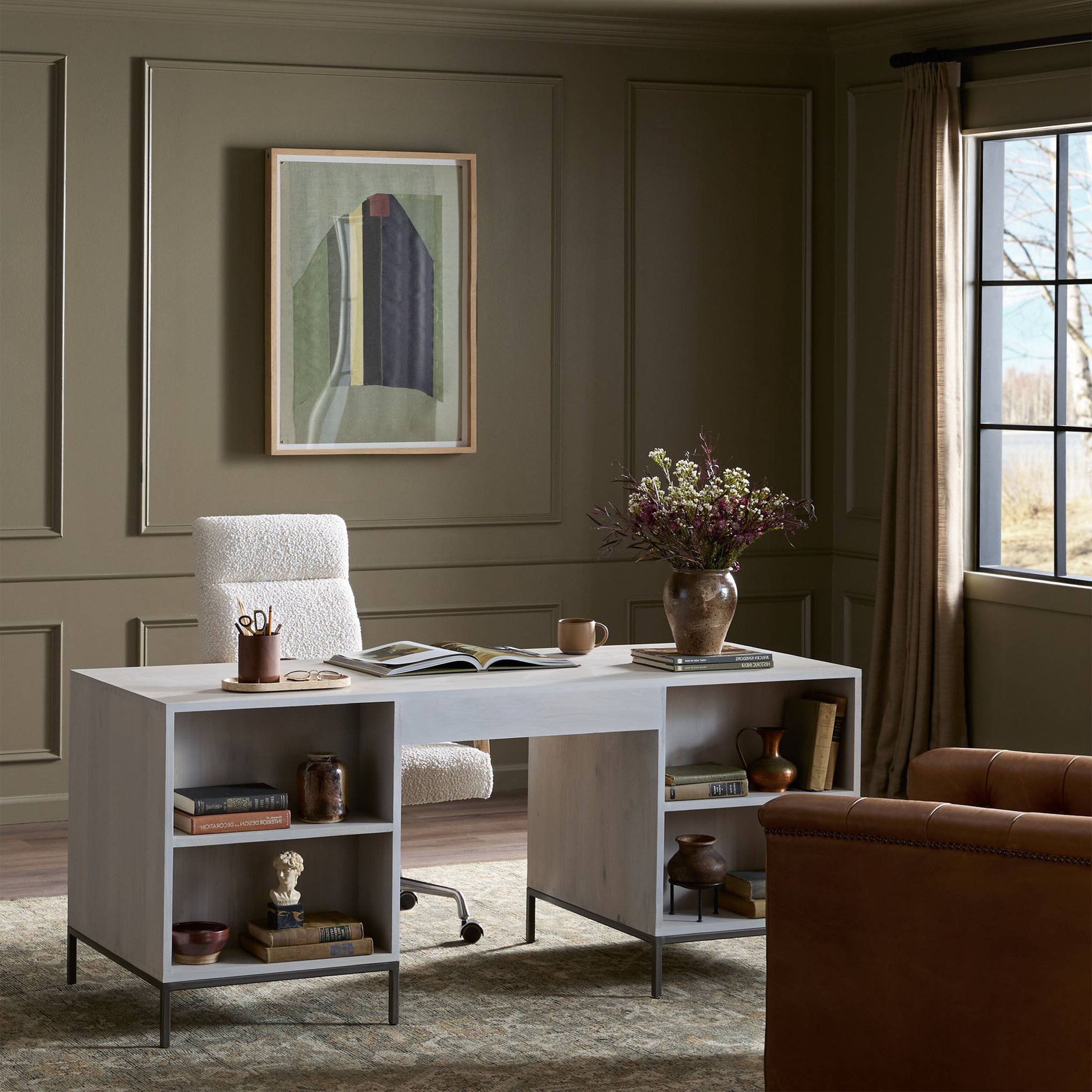 Trey Executive Desk, Dove Poplar