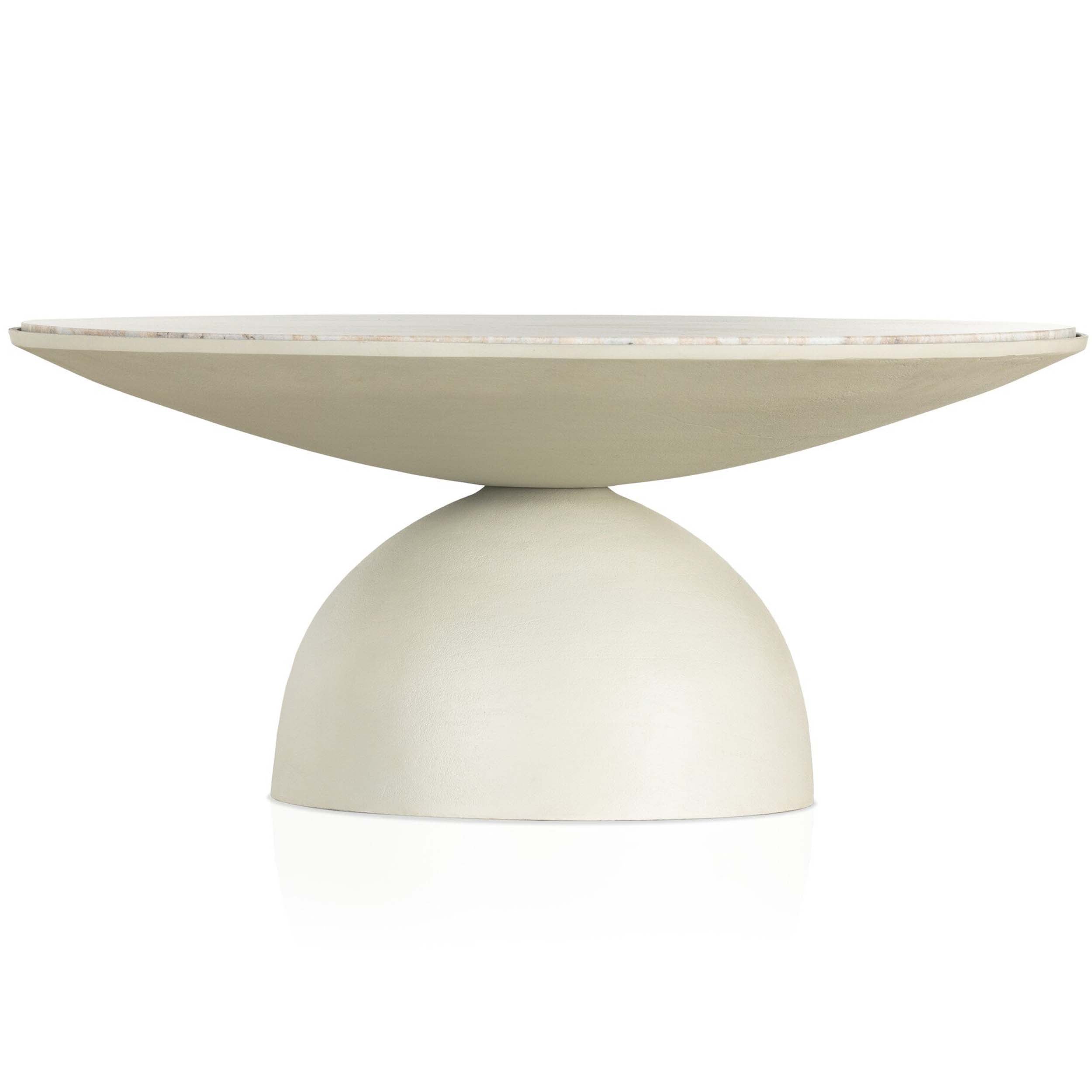 Corbett Coffee Table, Creamy Taupe Marble, Textured Matte White