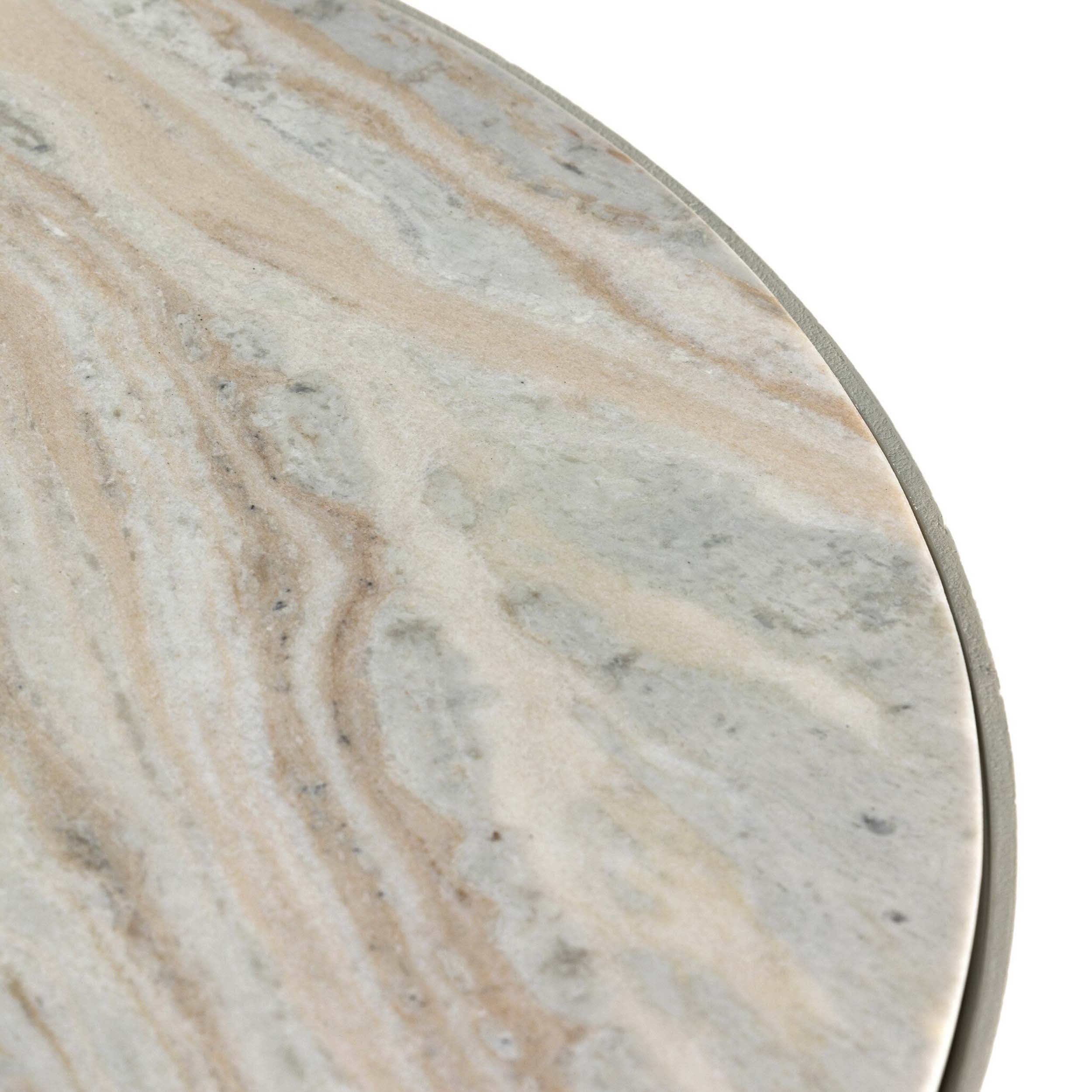 Corbett Coffee Table, Creamy Taupe Marble, Textured Matte White