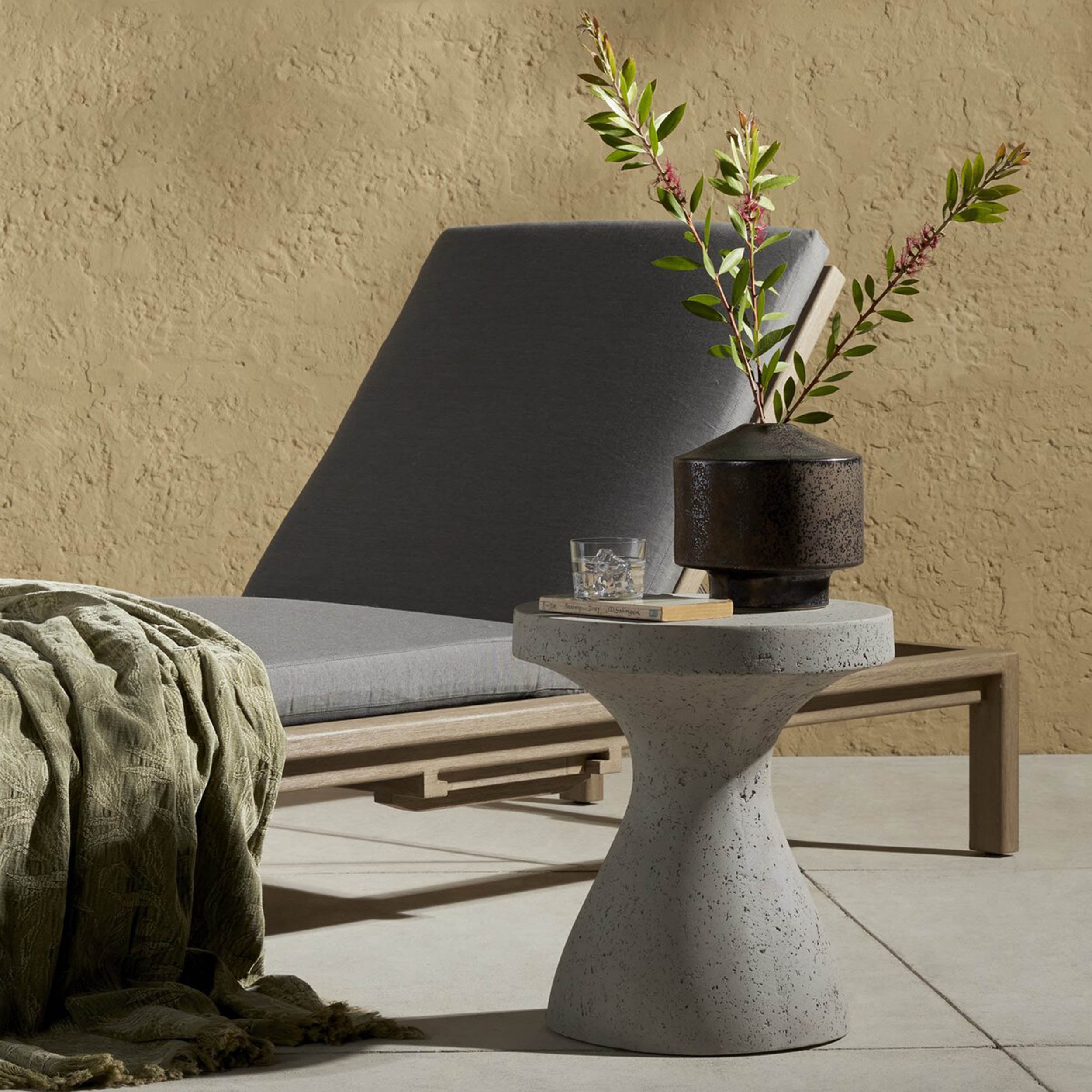 Koda Outdoor End Table, Textured Grey