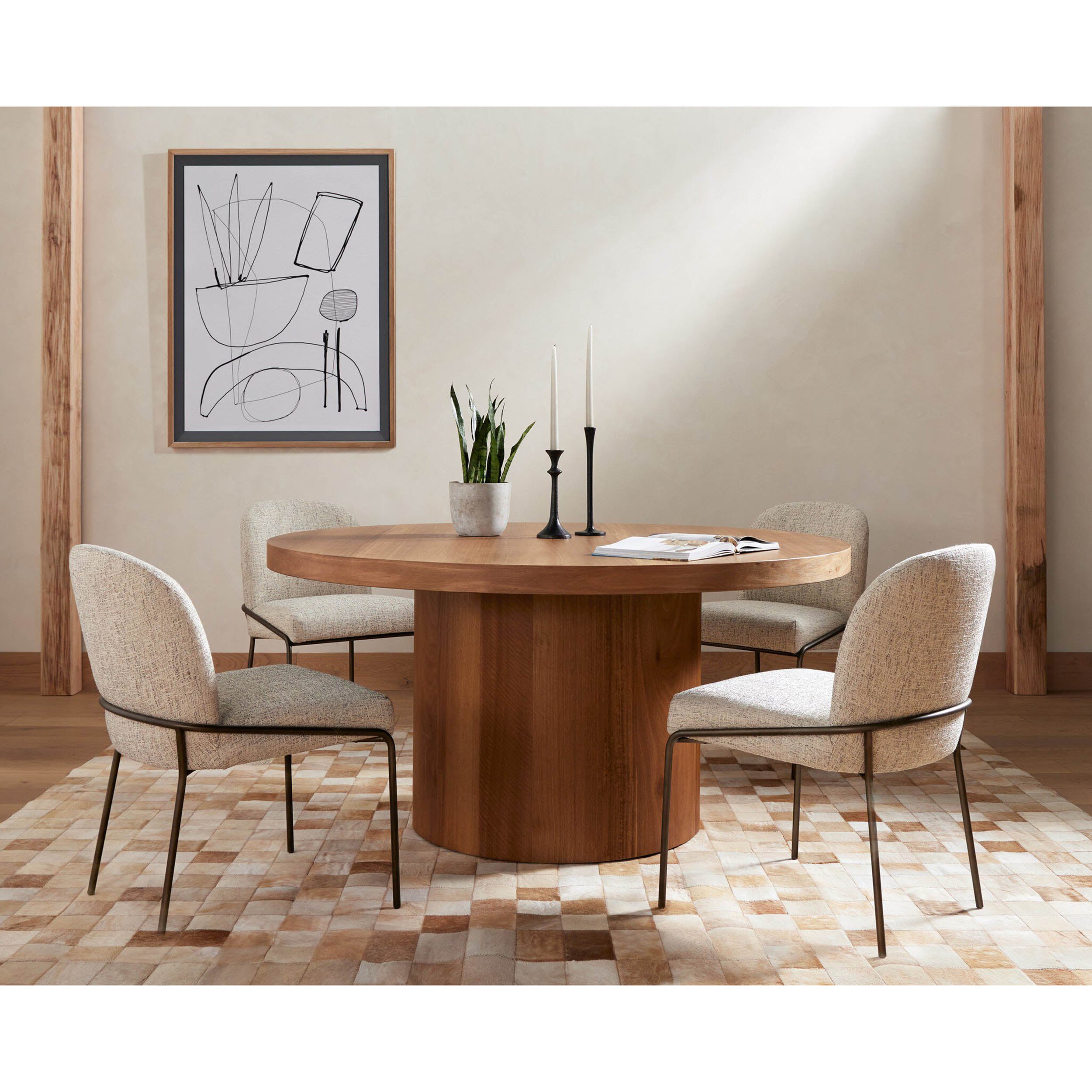 Hudson Round Dining Table, Natural Yukas