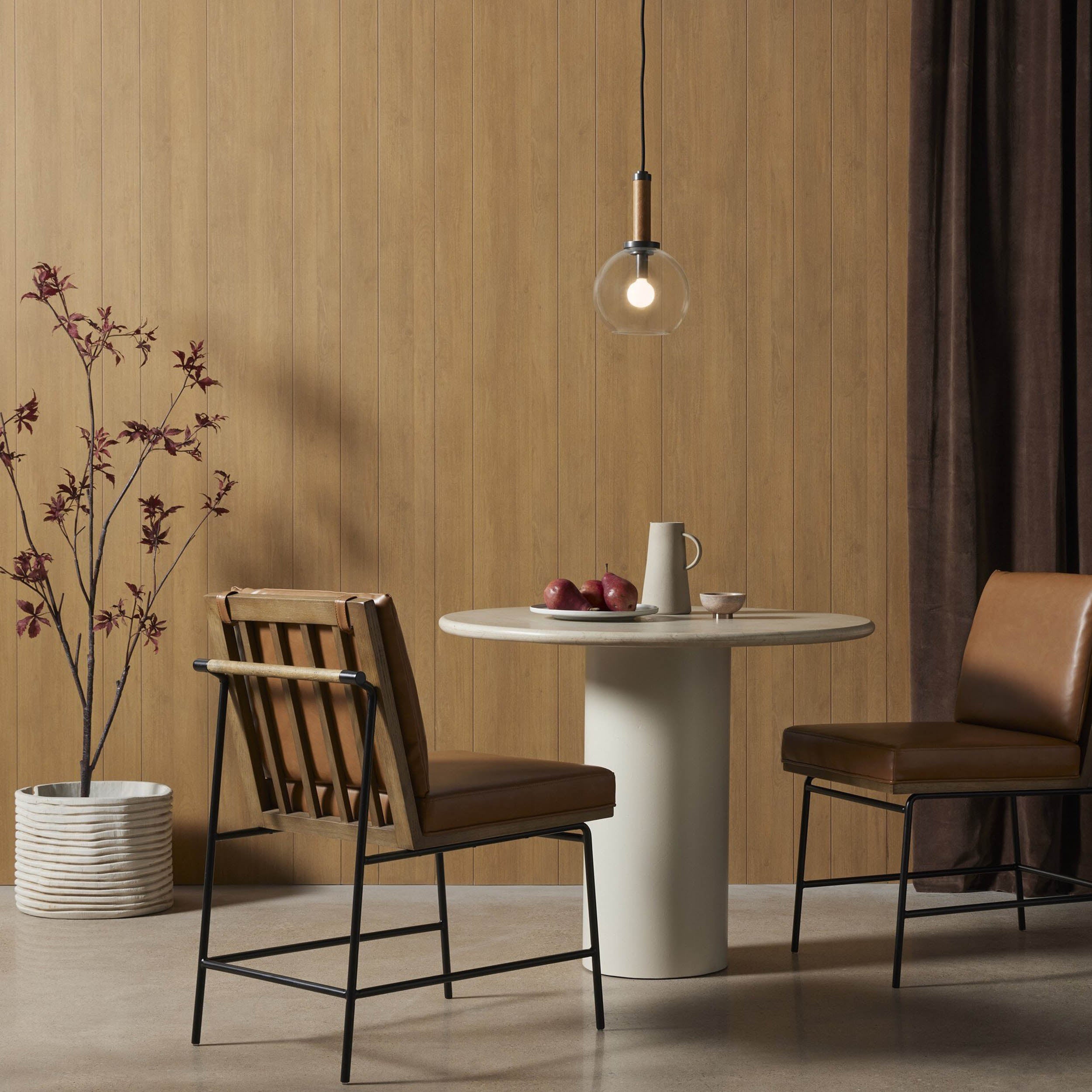 Belle Round Dining Table, Cream Marble