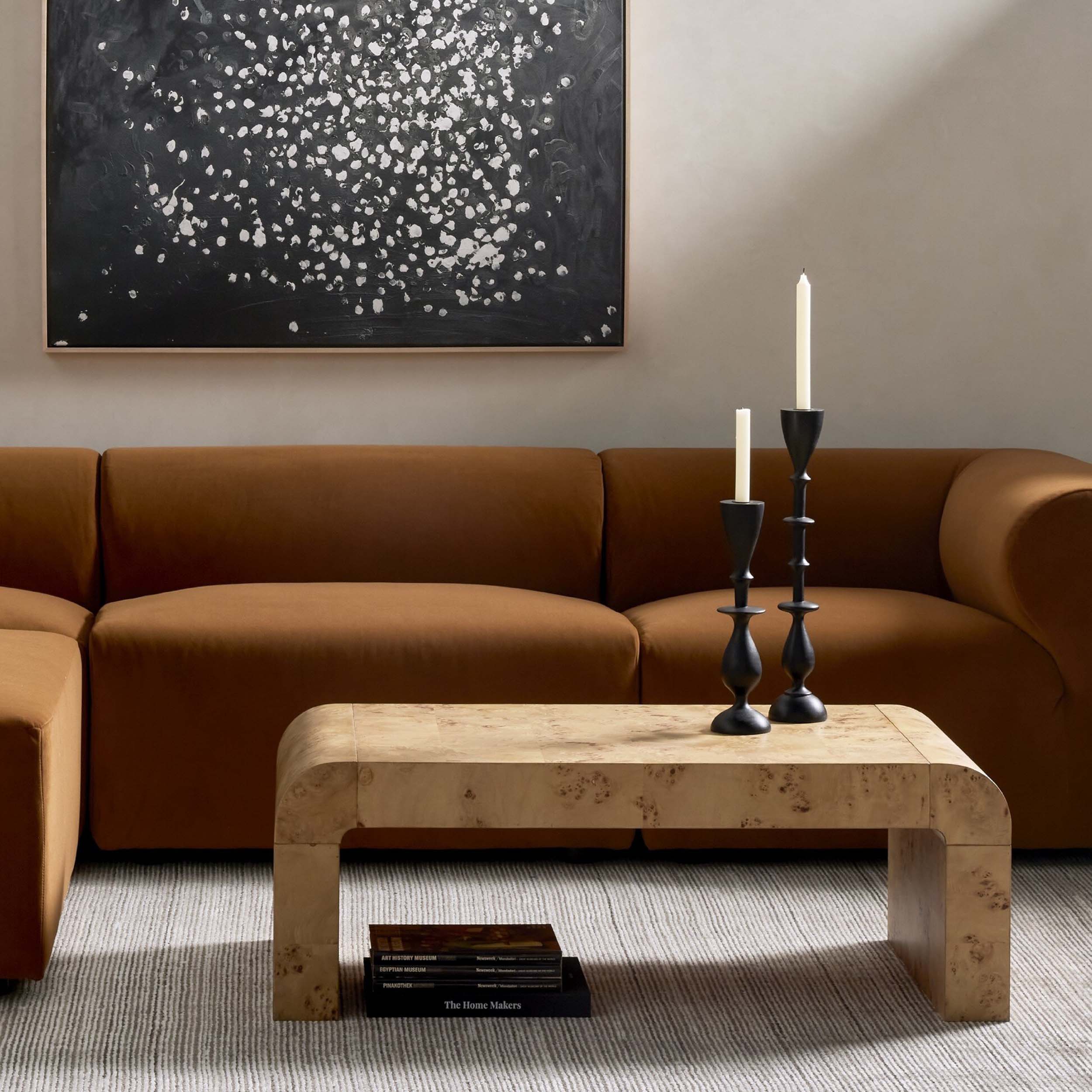 Jenson Coffee Table, Natural Poplar Burl Veneer