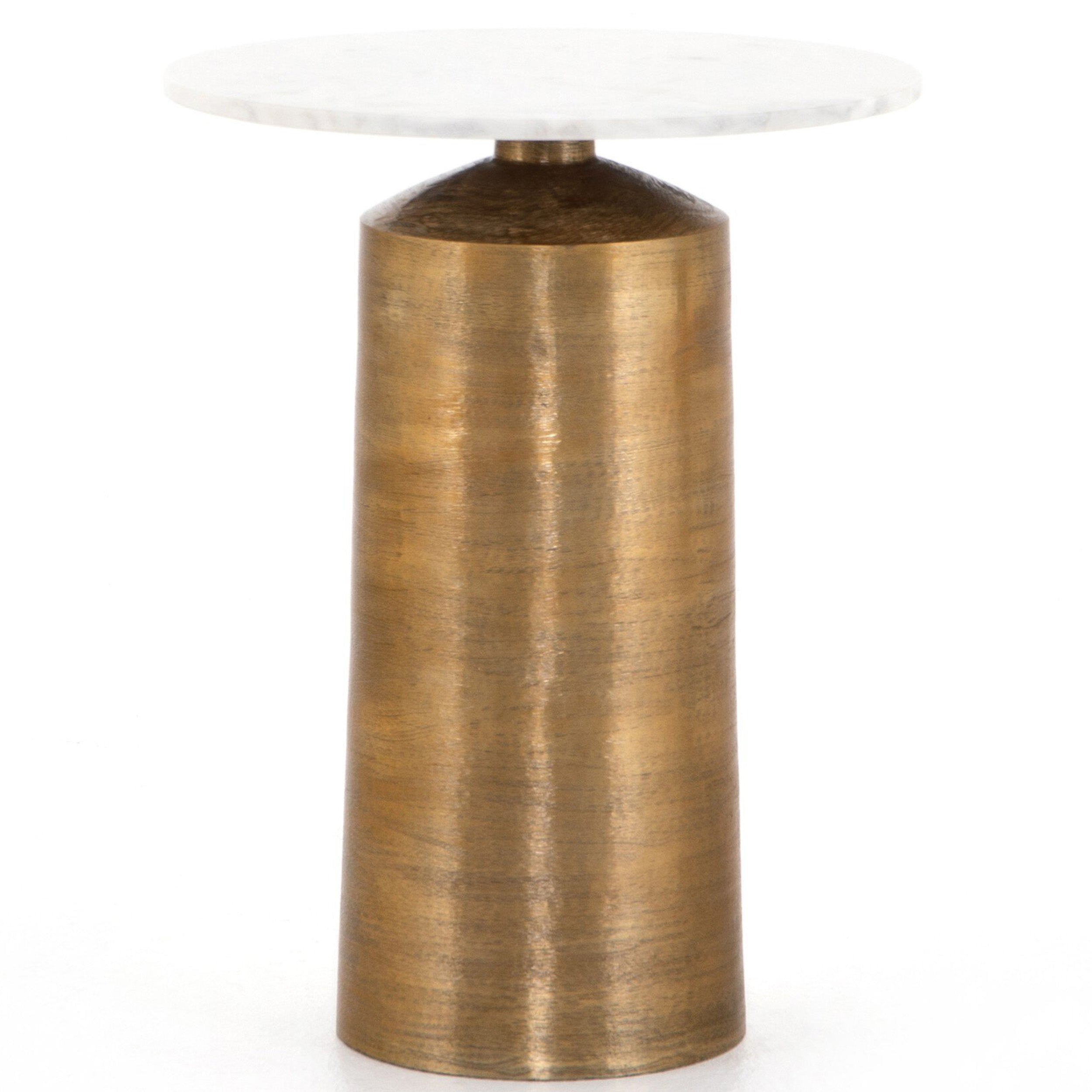 Delune Nightstand, Polished White Marble
