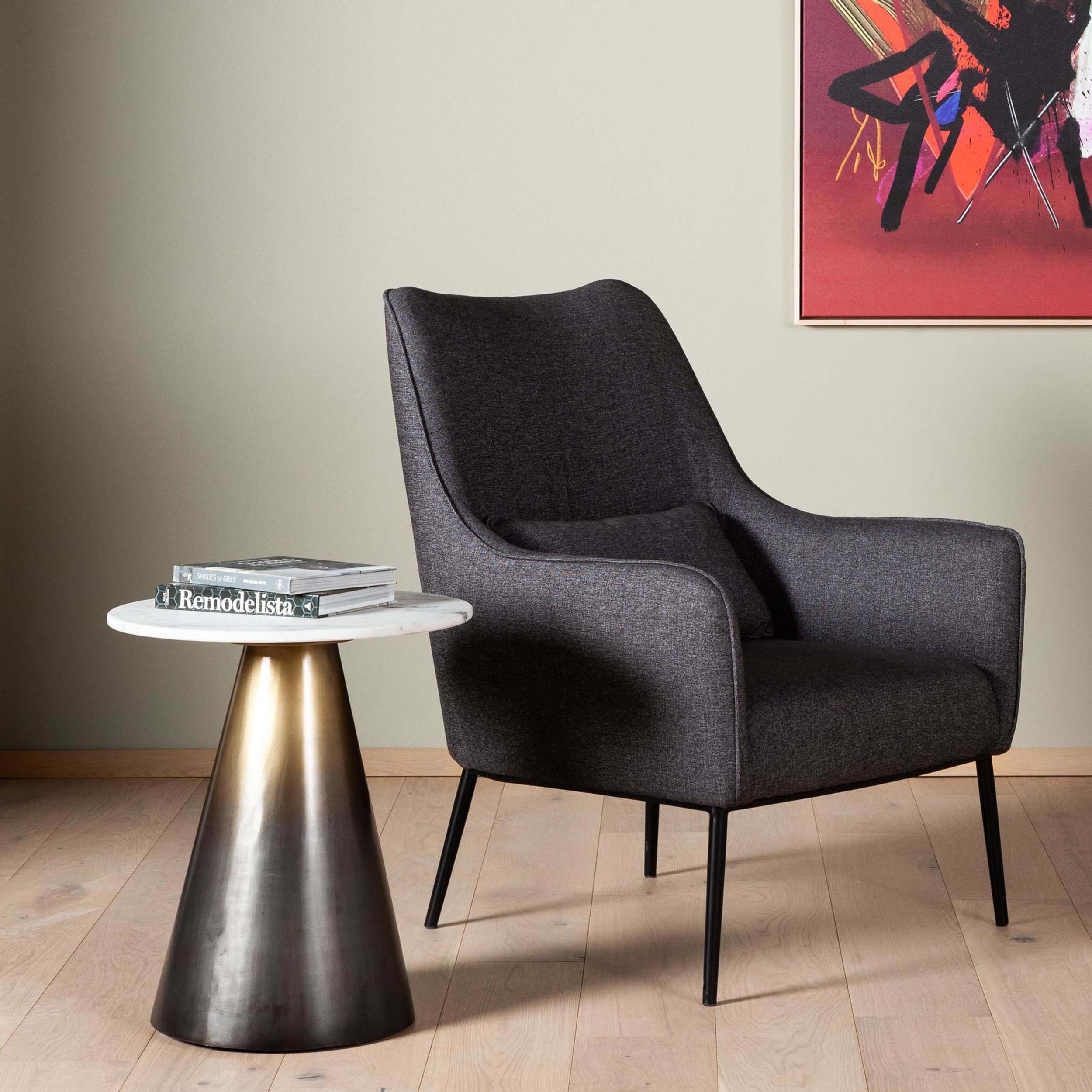Armon End Table, Charcoal and White Marble