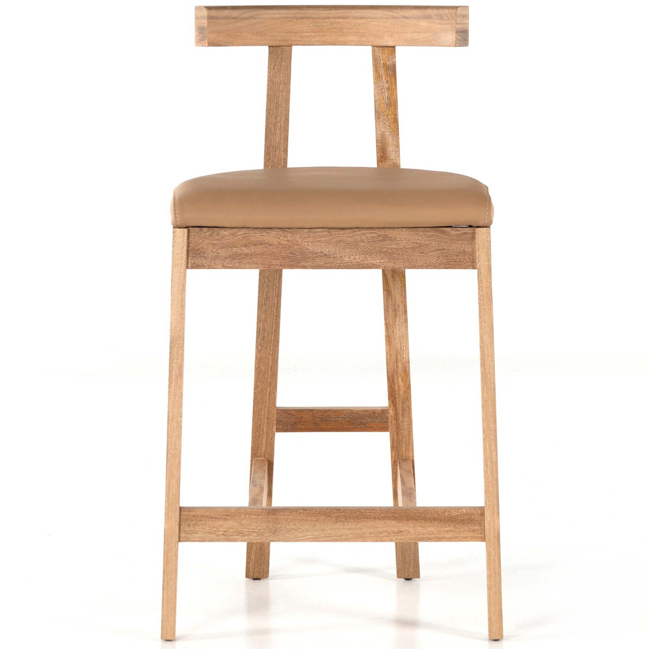 Tex Bar + Counter Stool, Natural Leather, Natural Leather