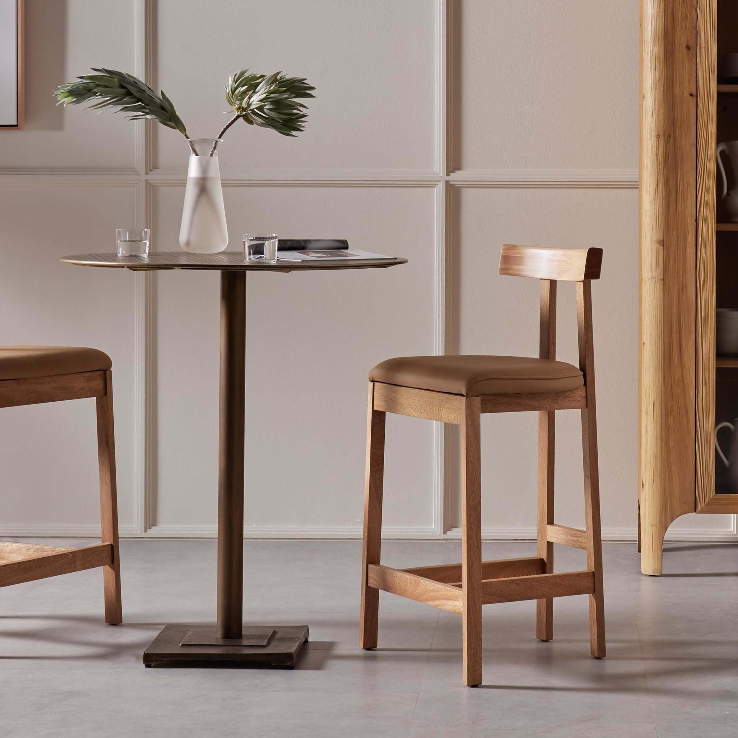 Tex Bar + Counter Stool, Natural Leather, Natural Leather