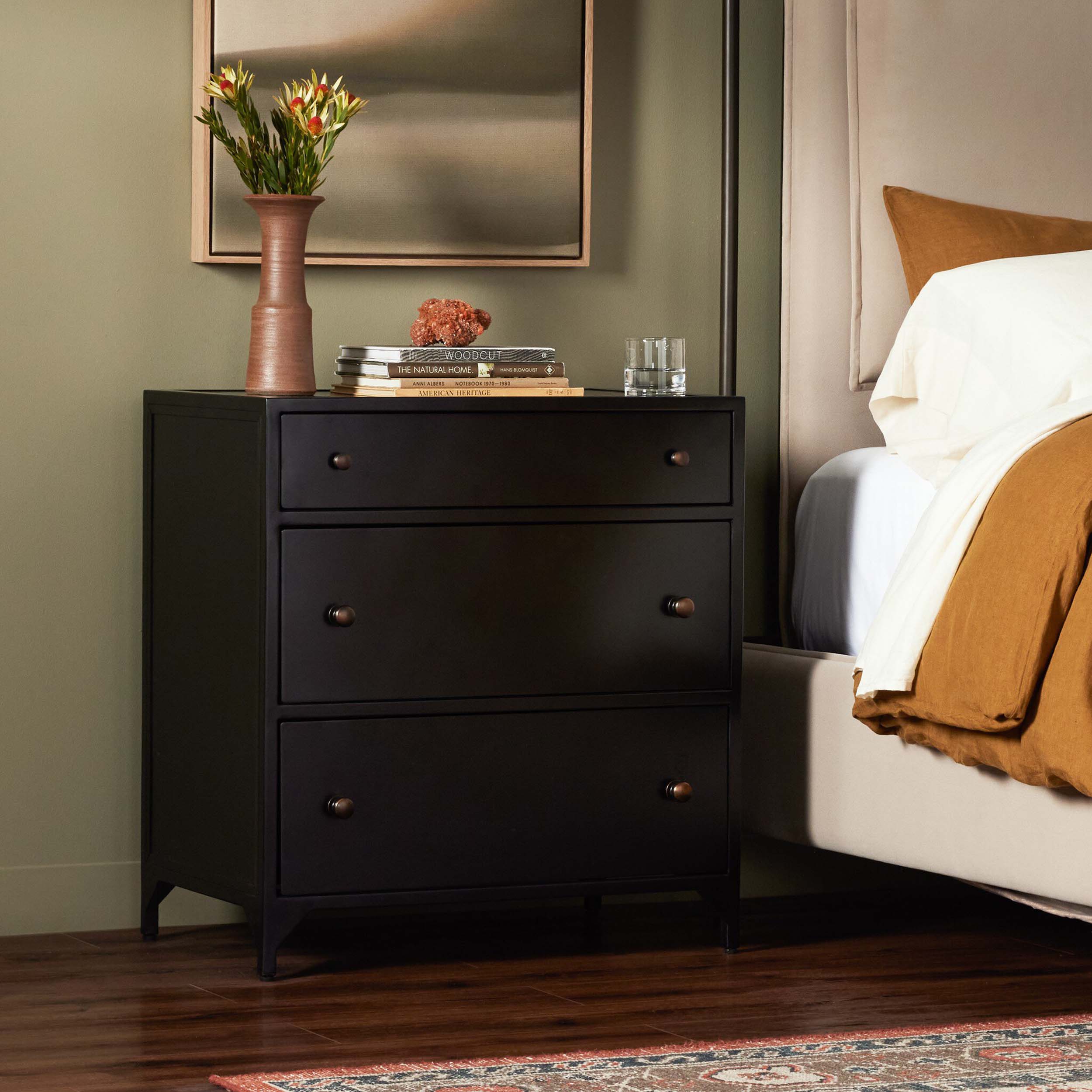 Belmont Large Storage Nightstand, Black
