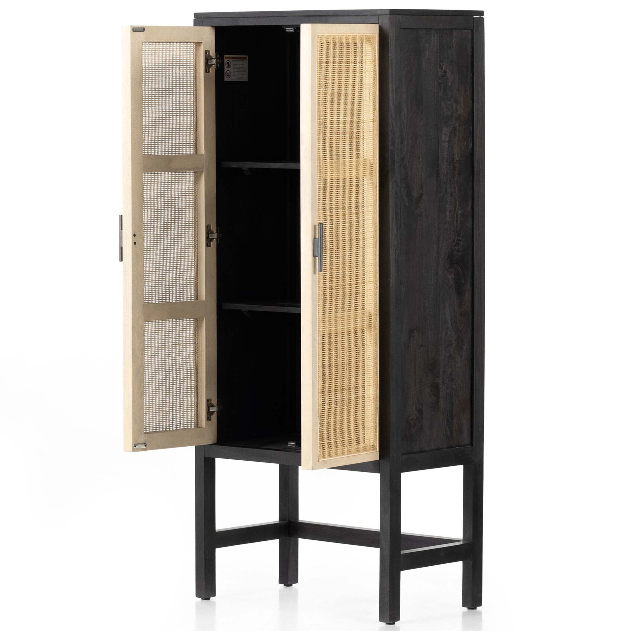 Caprice Narrow Cabinet, Black Wash Mango