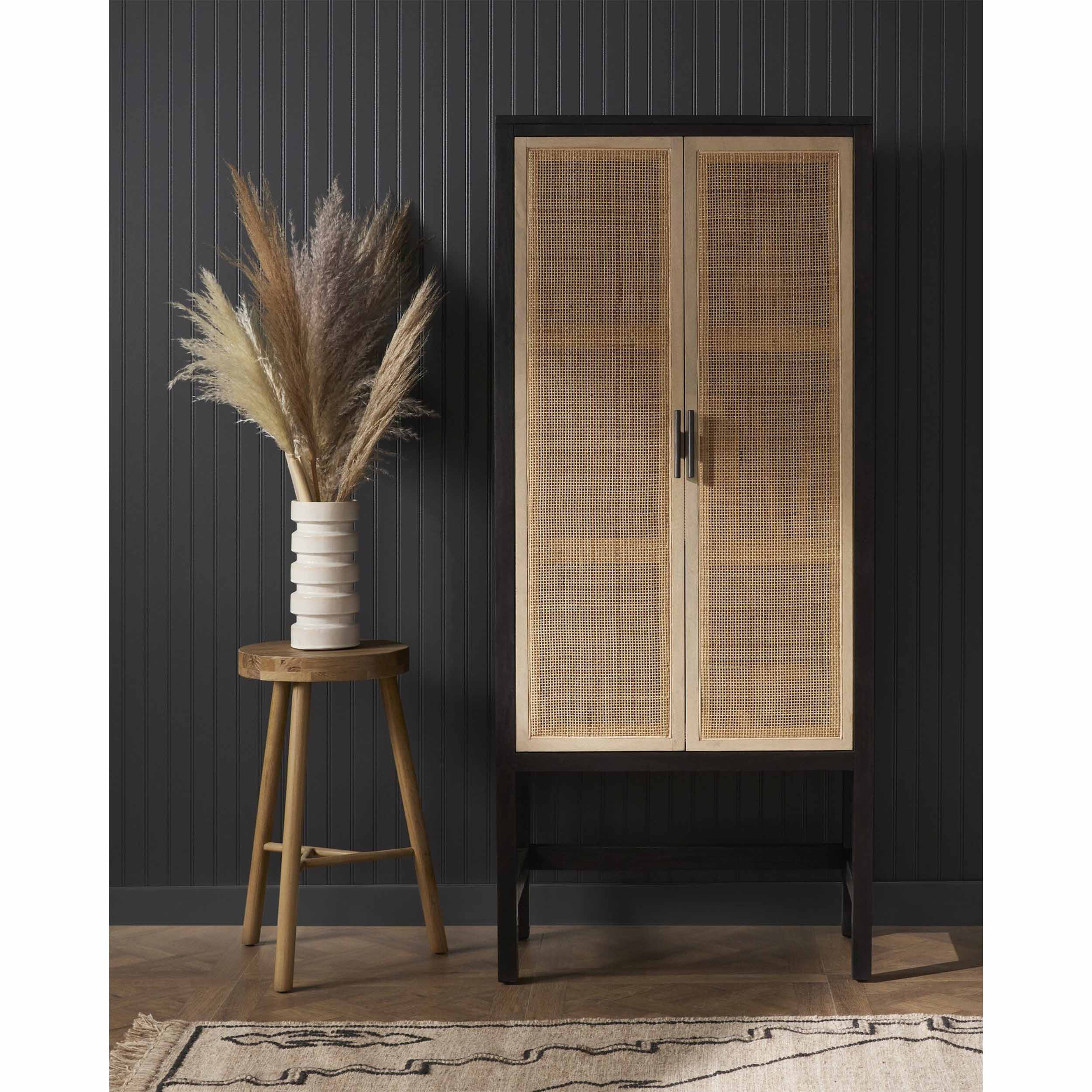Caprice Narrow Cabinet, Black Wash Mango