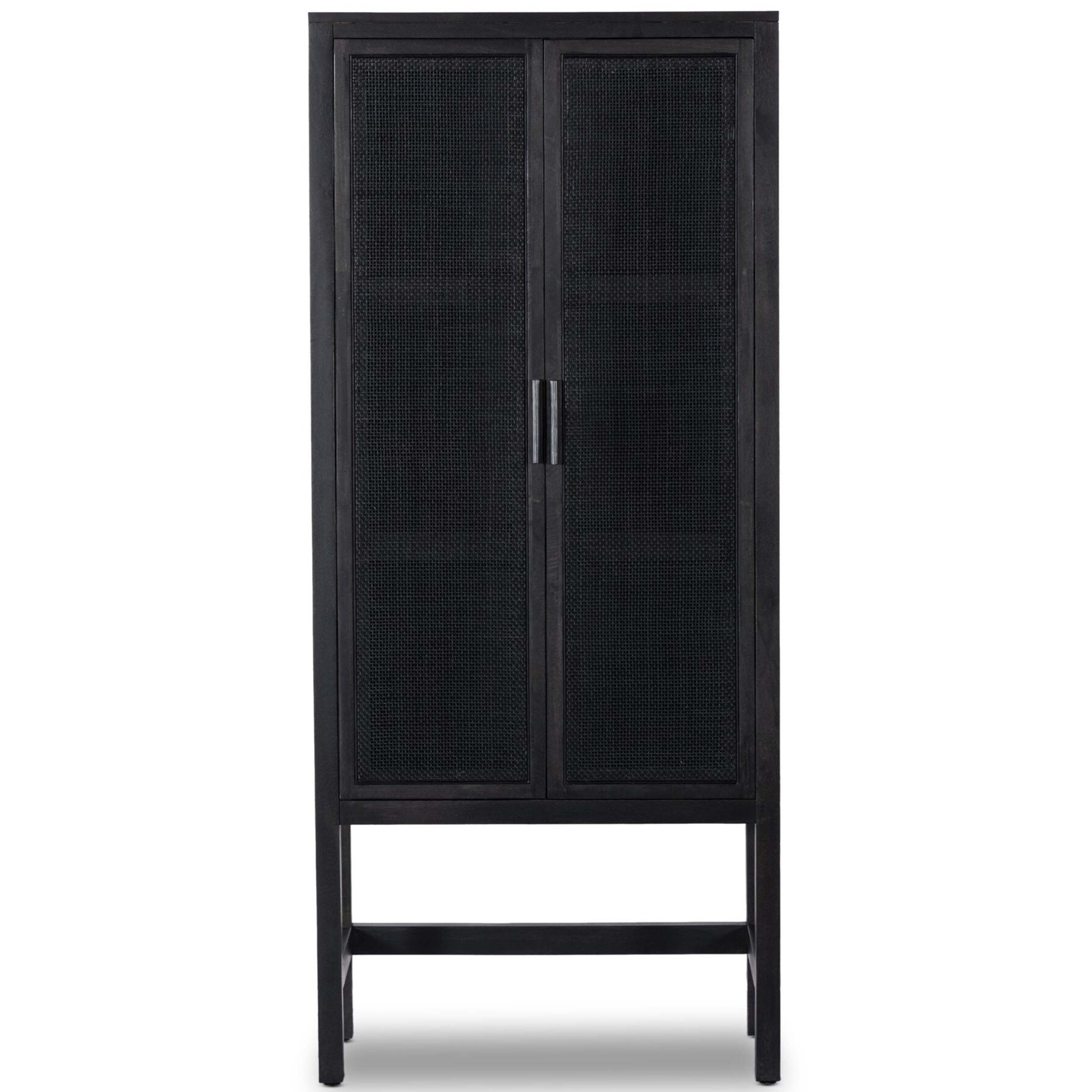 Caprice Narrow Cabinet, Black Wash Mango/Black Cane
