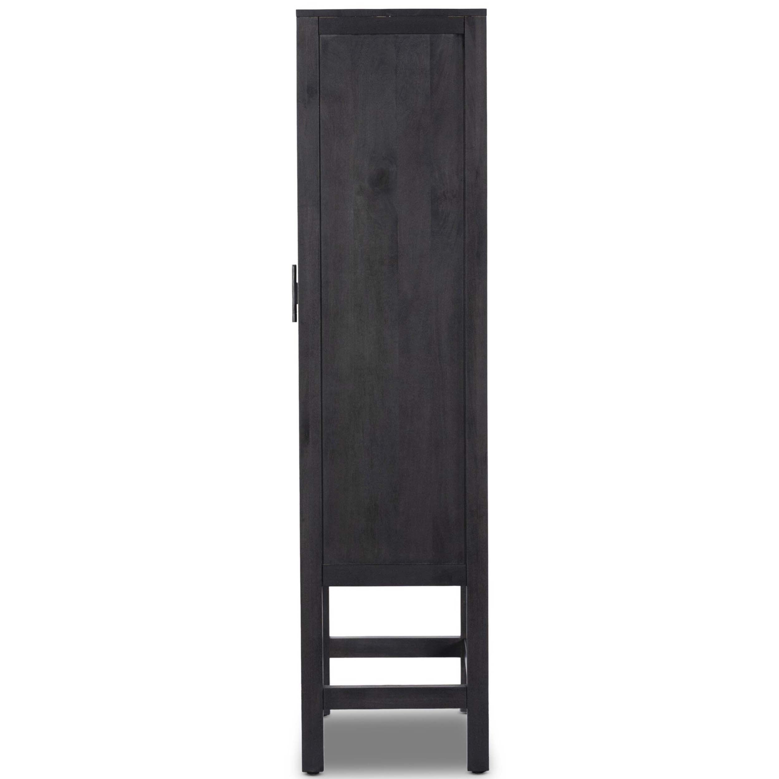 Caprice Narrow Cabinet, Black Wash Mango/Black Cane