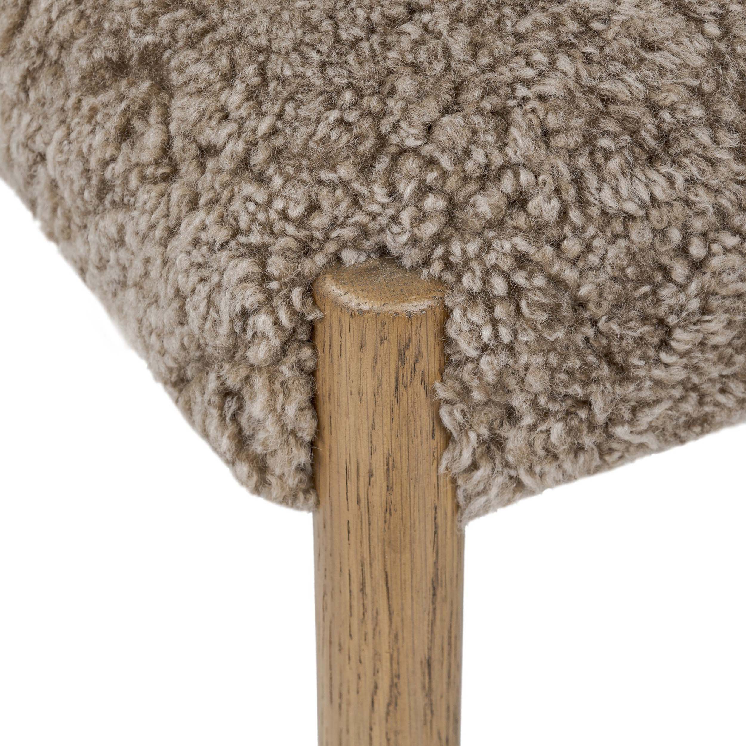 Glenmore Bar + Counter Stool, Taupe Shearling, Smoked Oak