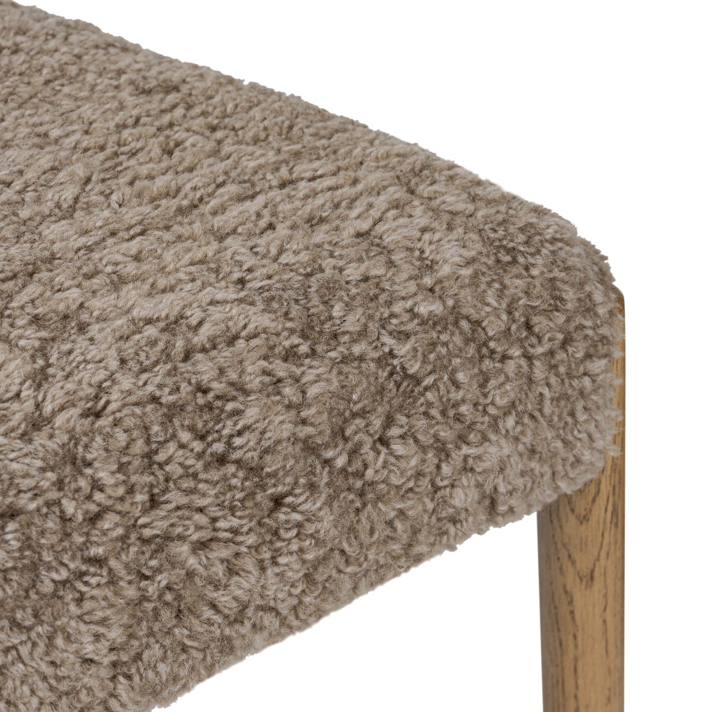 Glenmore Bar + Counter Stool, Taupe Shearling, Smoked Oak