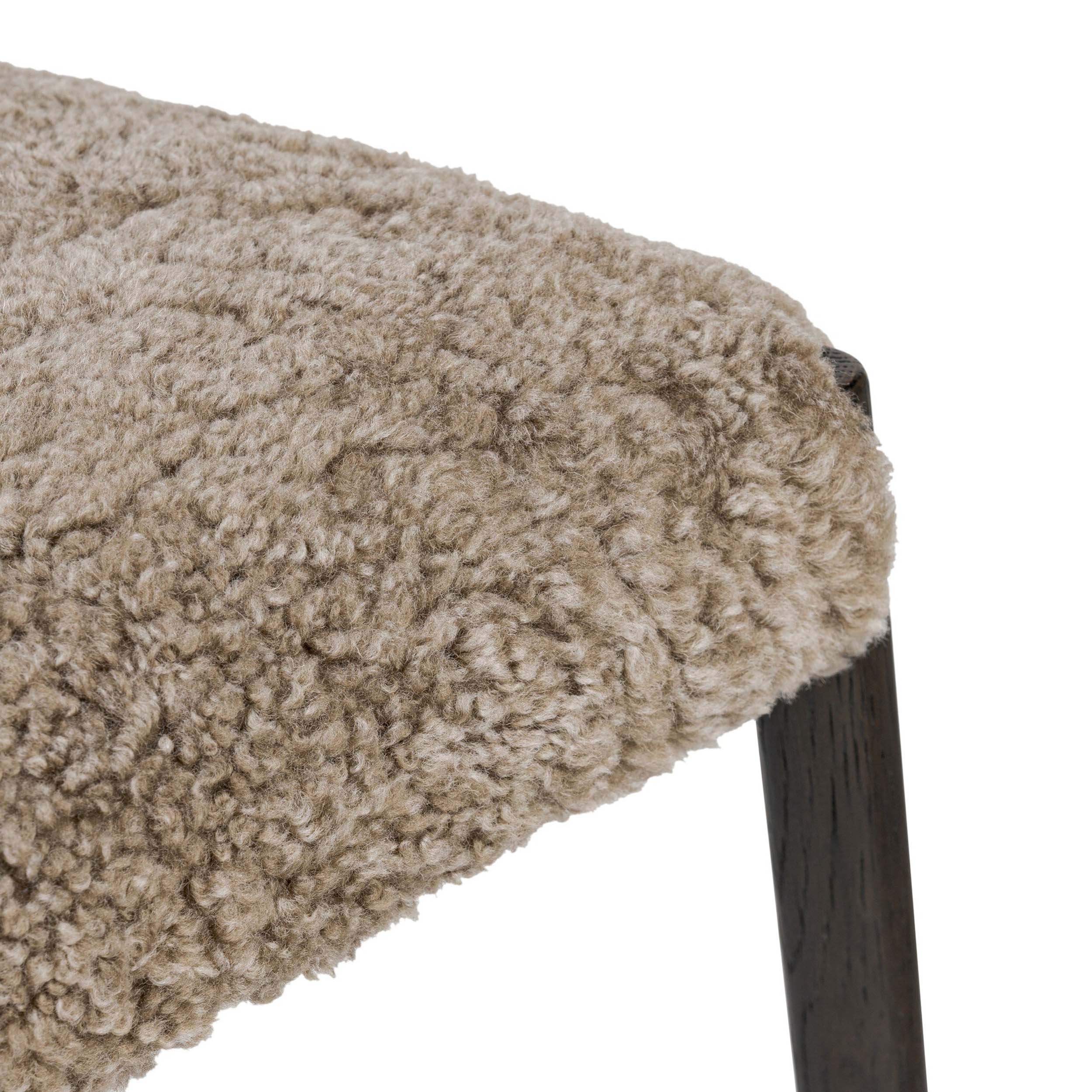 Glenmore Bar + Counter Stool, Taupe Shearling, Light Carbon