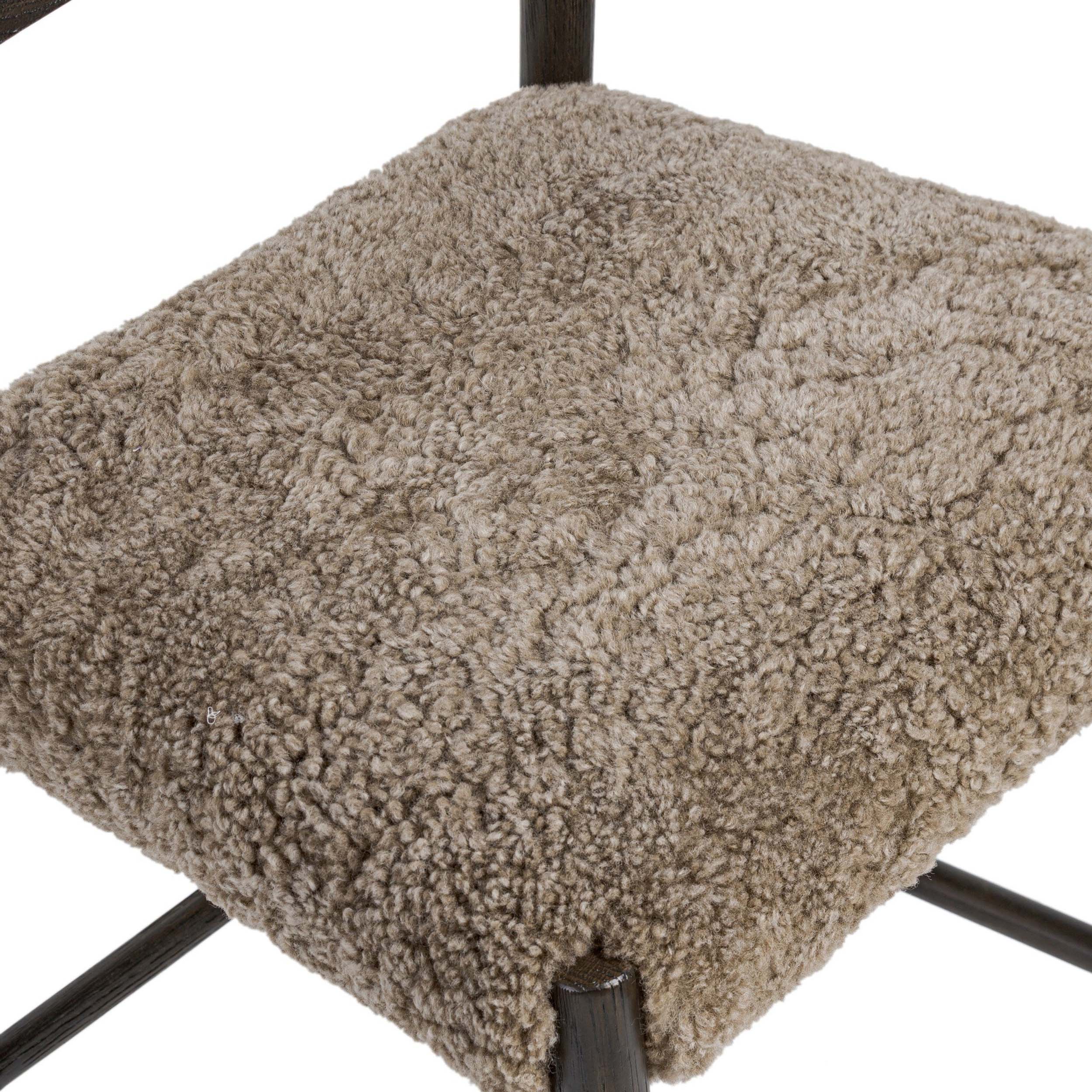 Glenmore Bar + Counter Stool, Taupe Shearling, Light Carbon