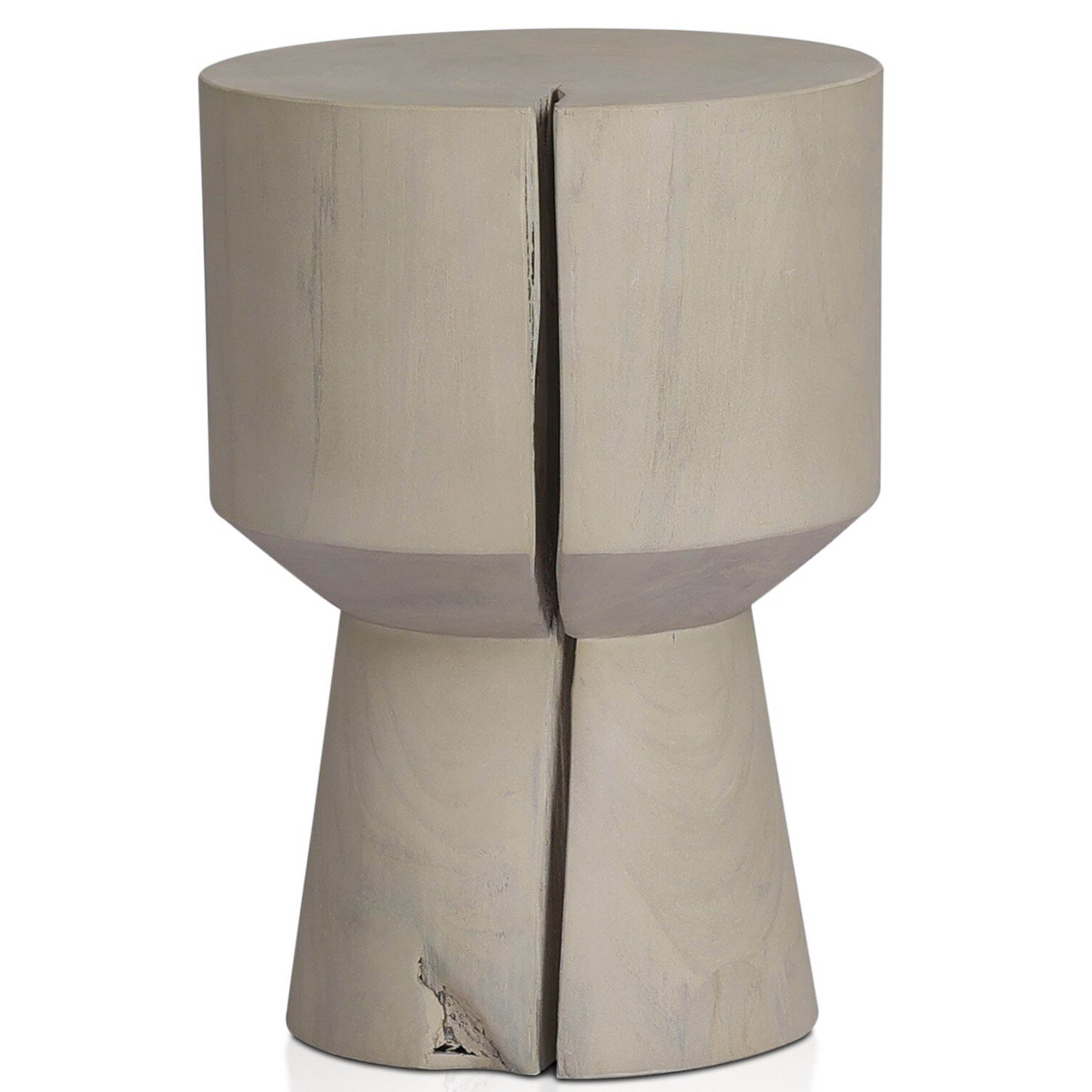 Jovie Outdoor End Table, Ivory Teak Root