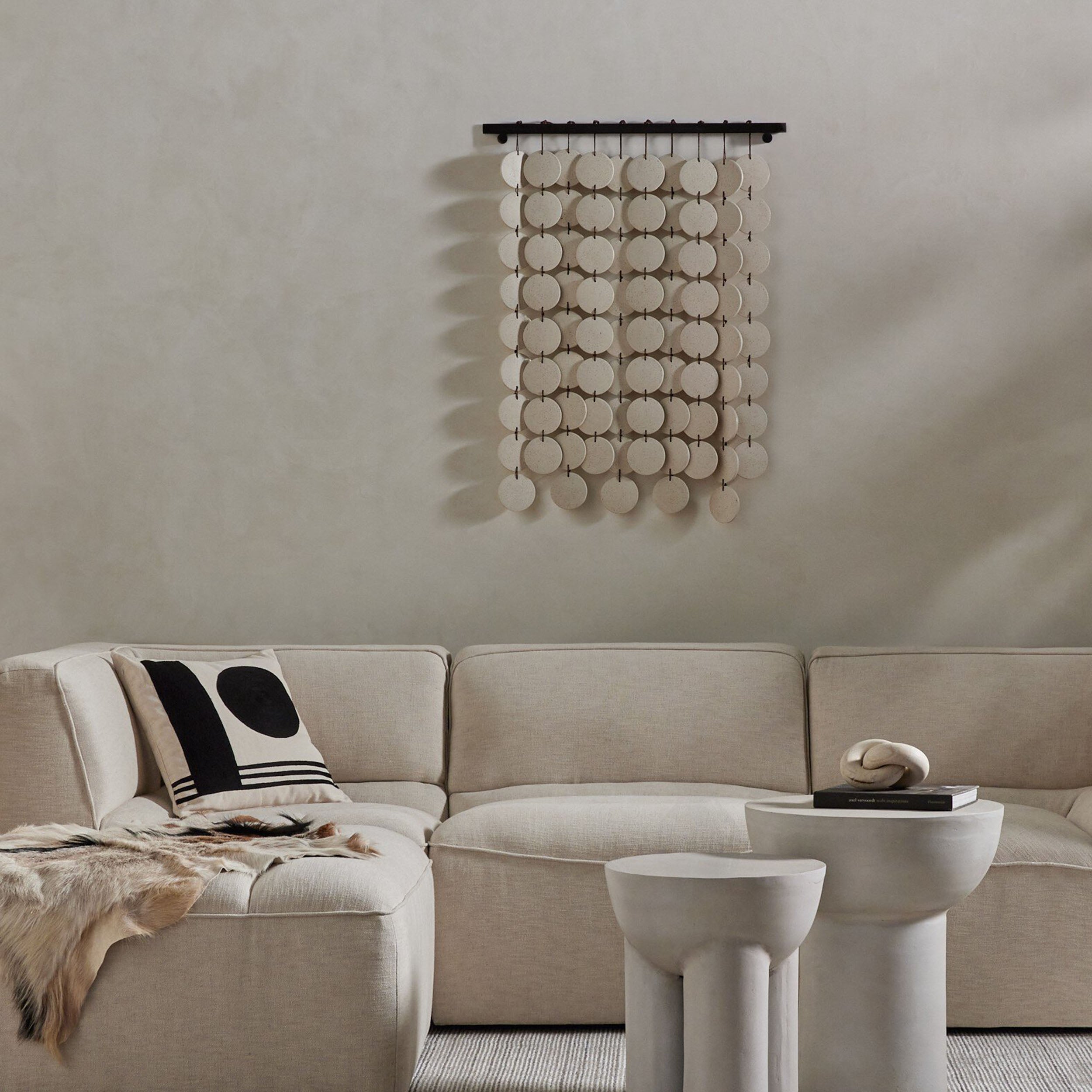 Ceramic Wall Hanging, Speckled Cream Ceramic