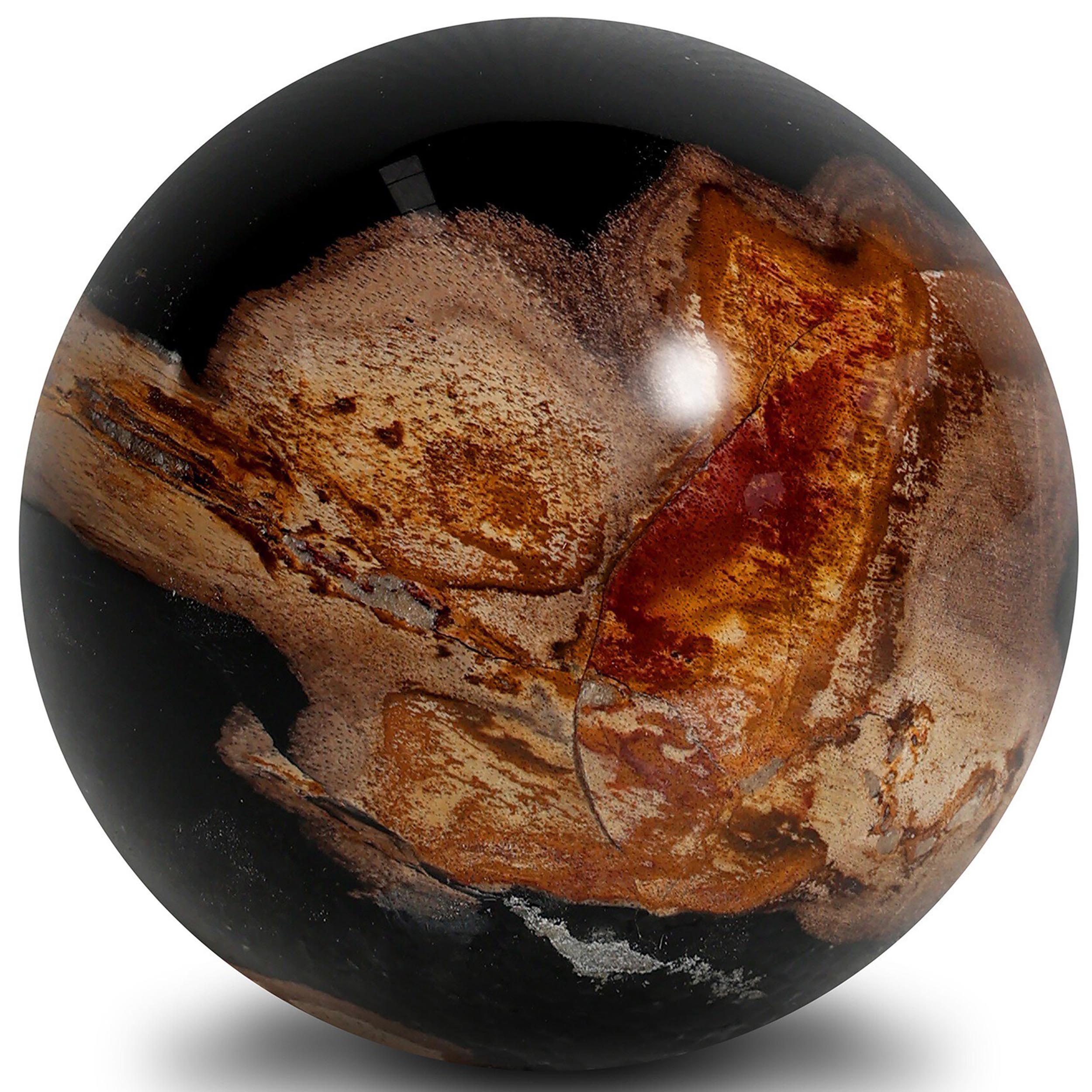 Petrified Wood Balls, Set Of 3, Dark Petrified Wood