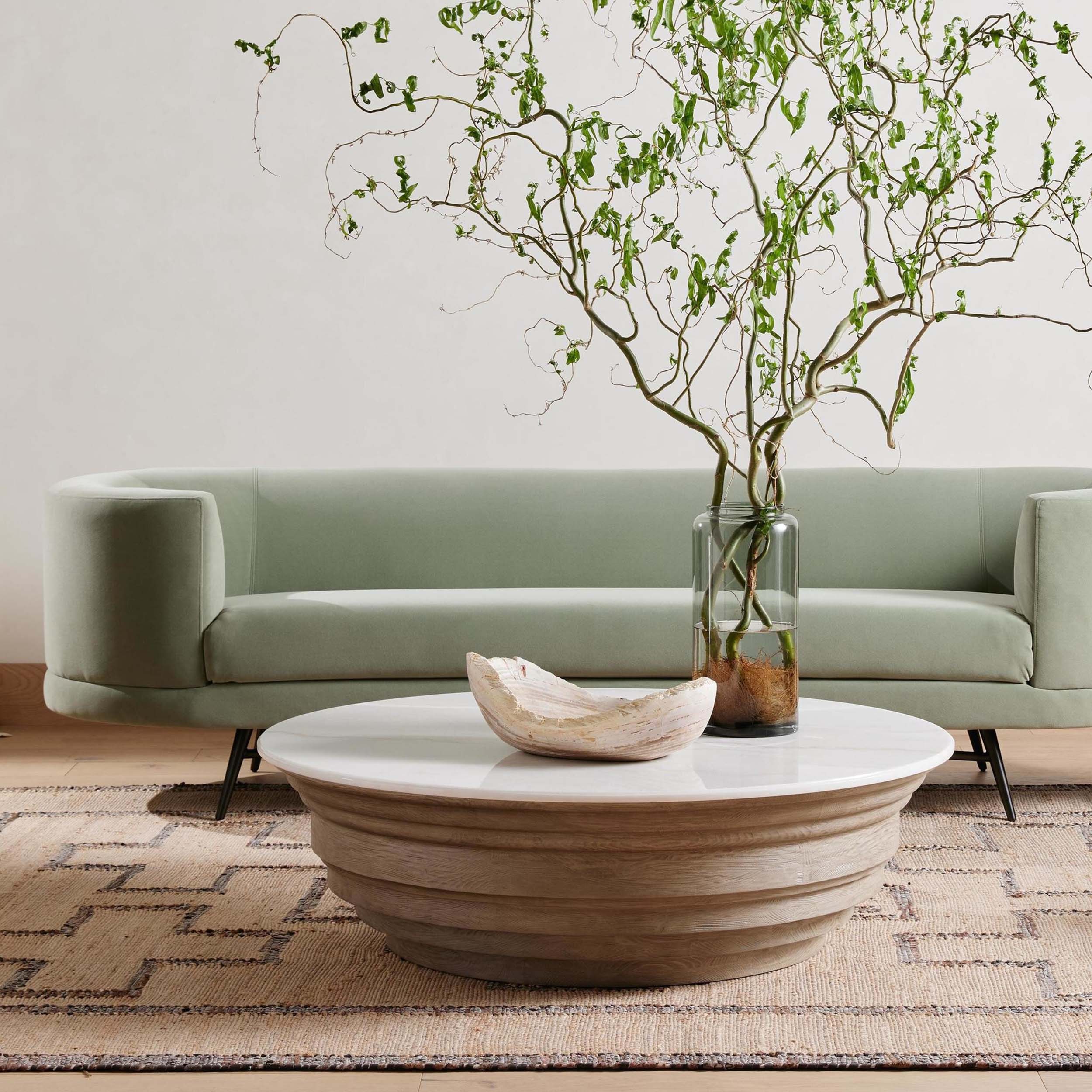 Caldwell Stone Coffee Table, White Marble