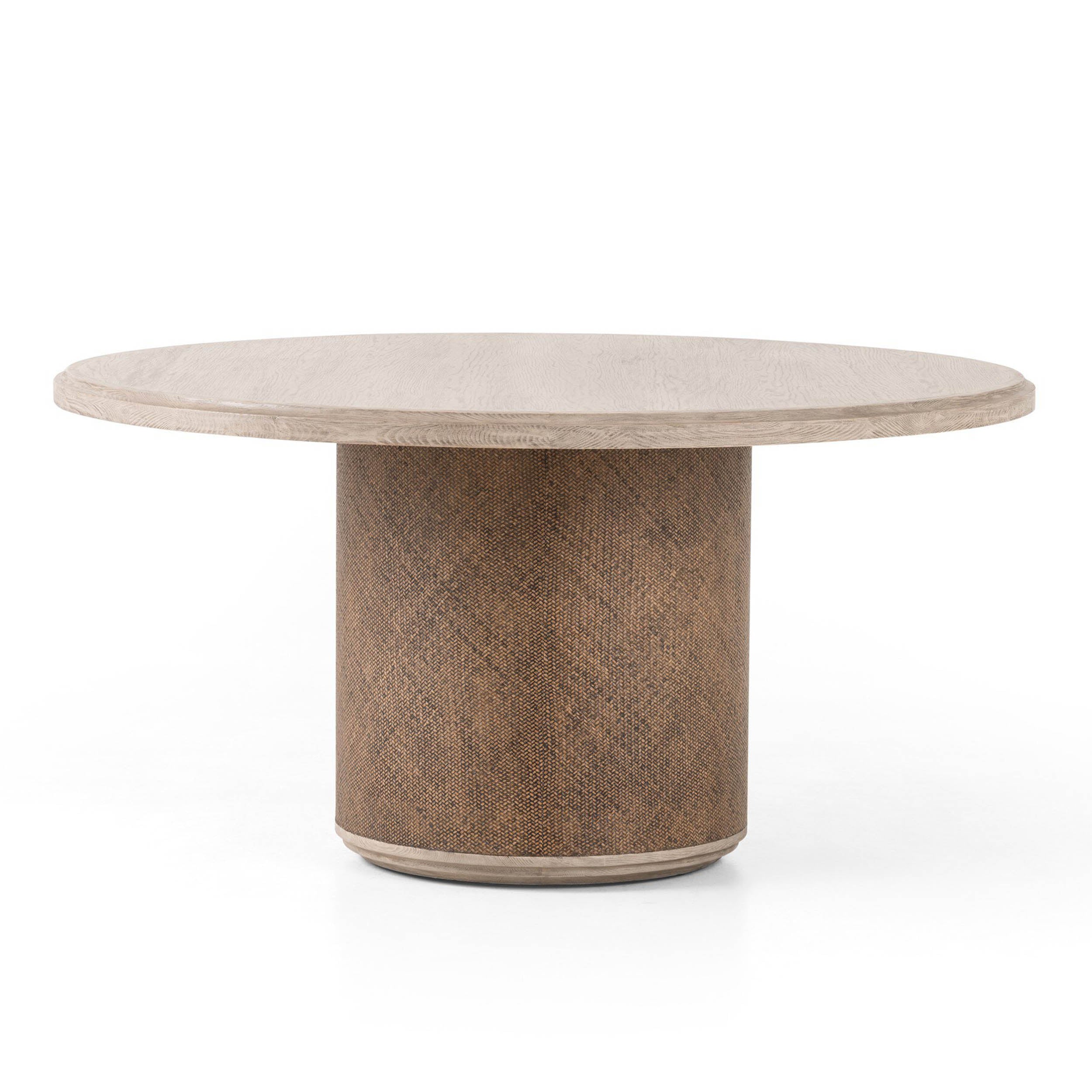 Kiara Round Dining Table, Weathered Blonde Oak Veneer