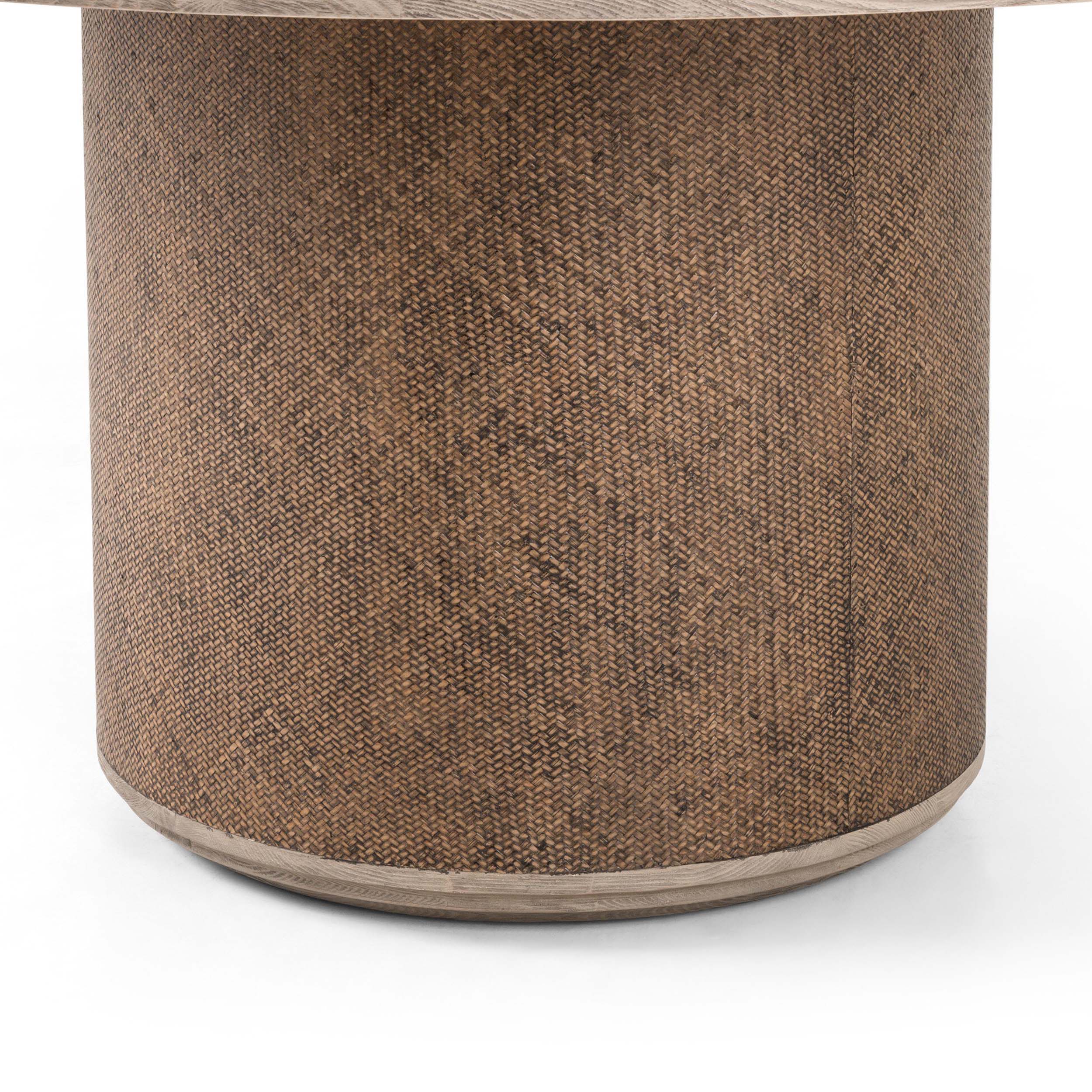Kiara Round Dining Table, Weathered Blonde Oak Veneer