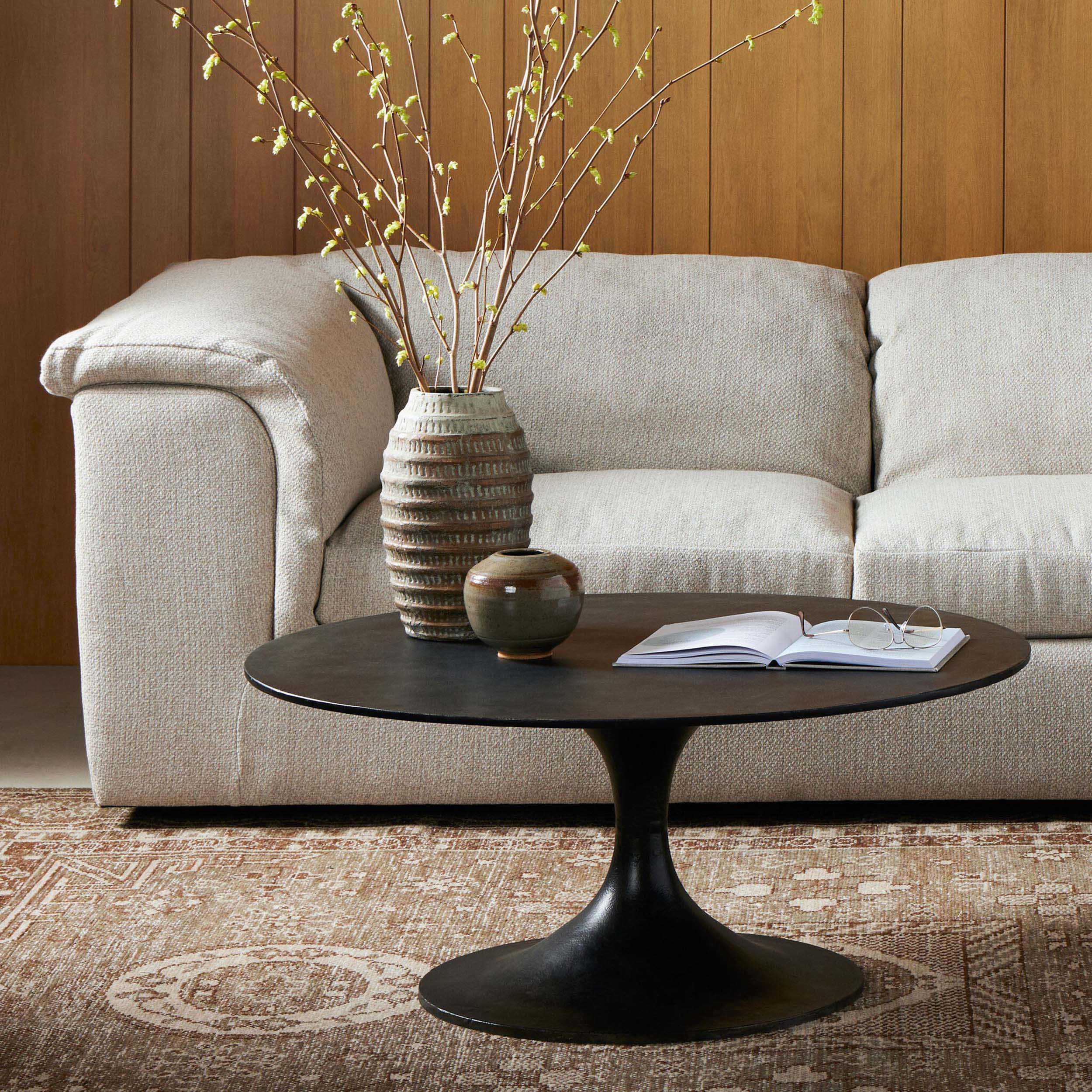 Simone Round Coffee Table, Raw Black
