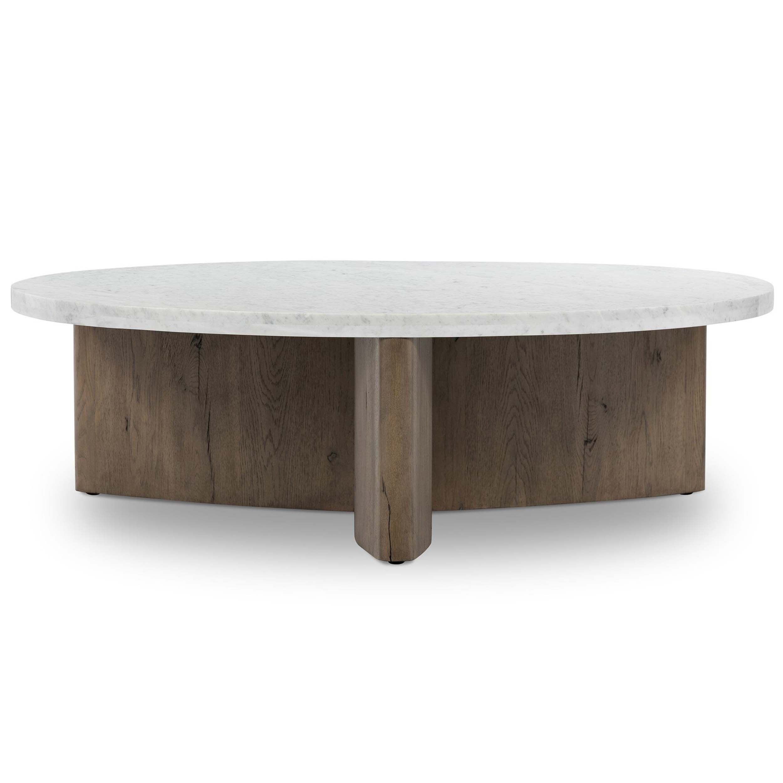 Toli Coffee Table, Italian White Marble, Rustic Grey