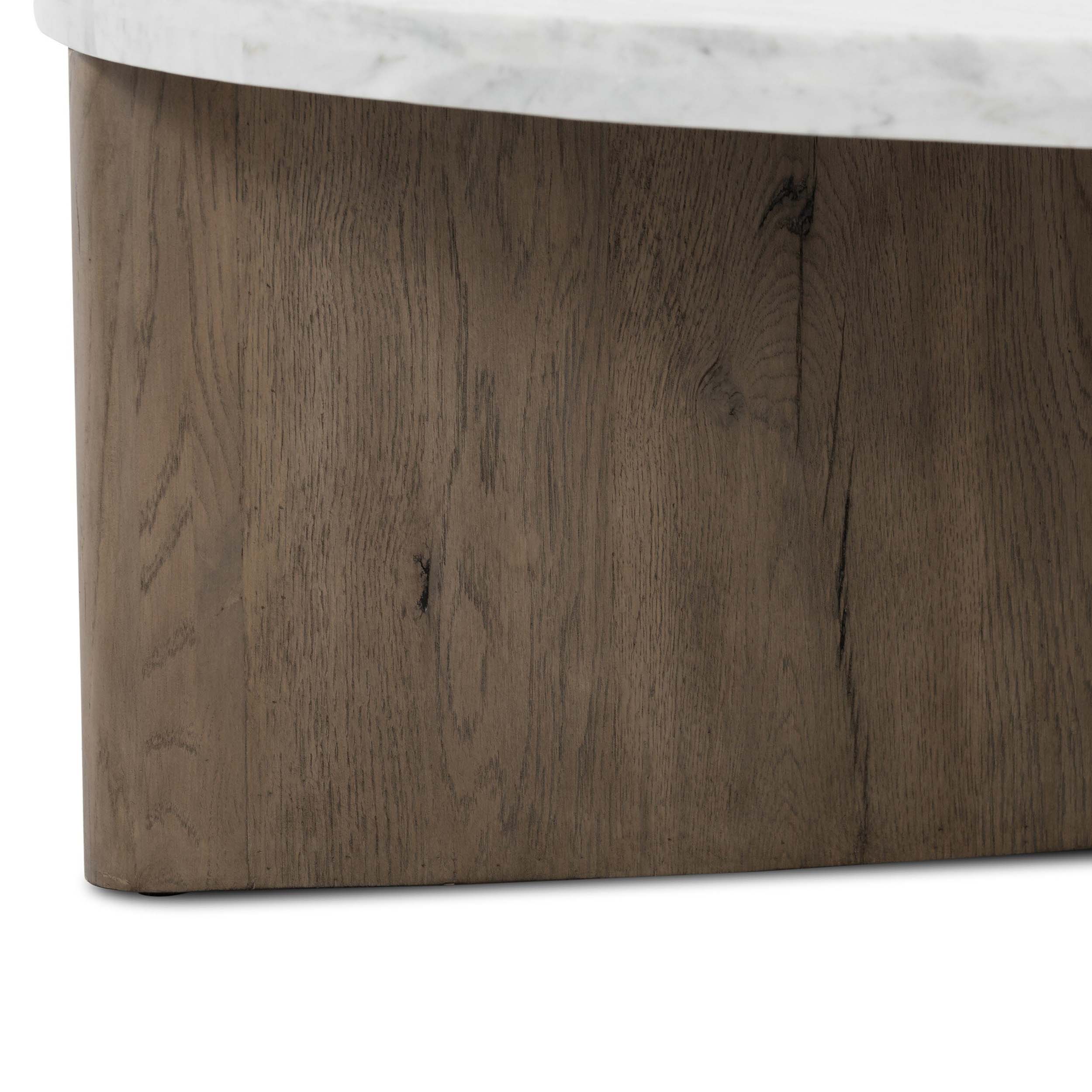 Toli Coffee Table, Italian White Marble, Rustic Grey