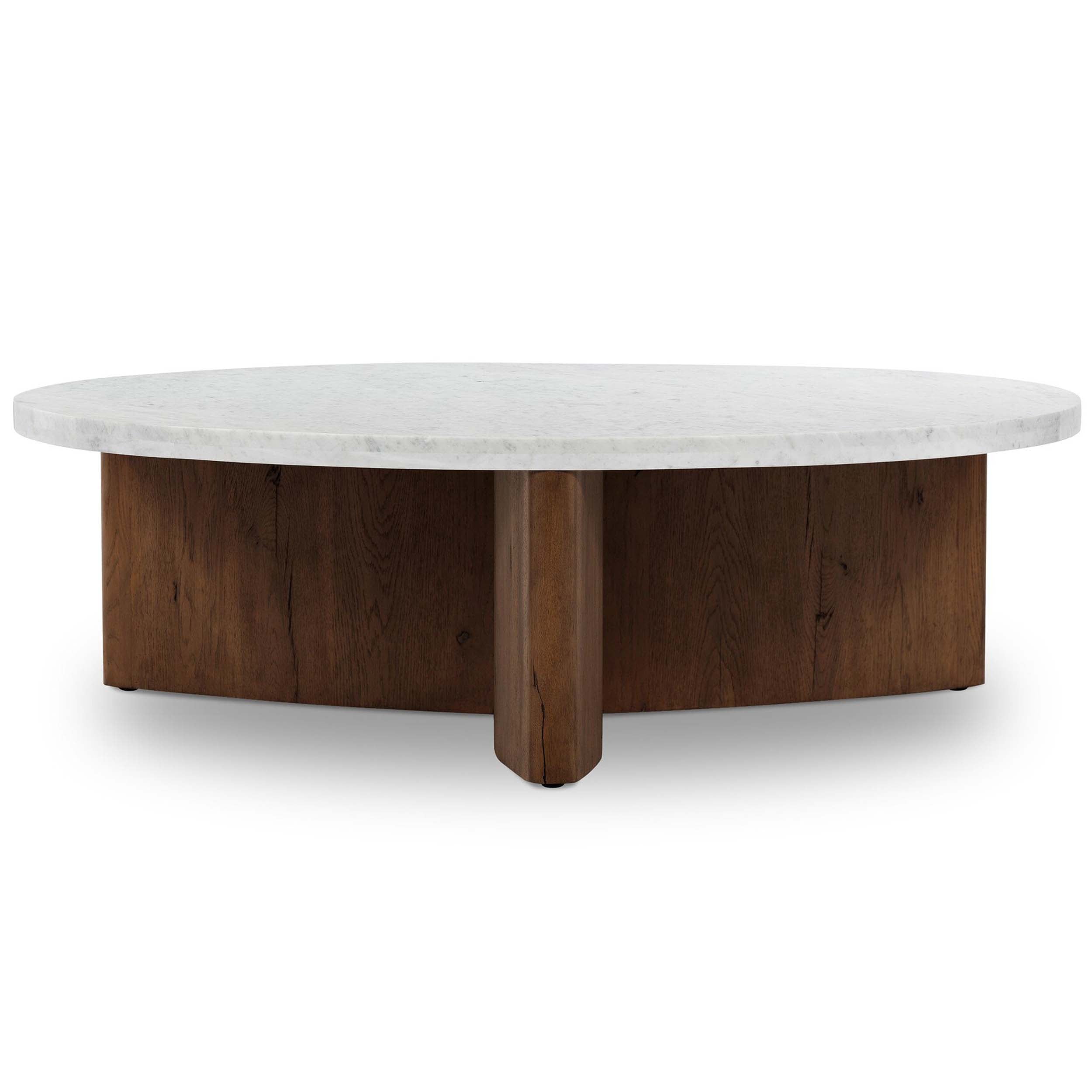 Toli Coffee Table, Italian White Marble, Rustic Fawn