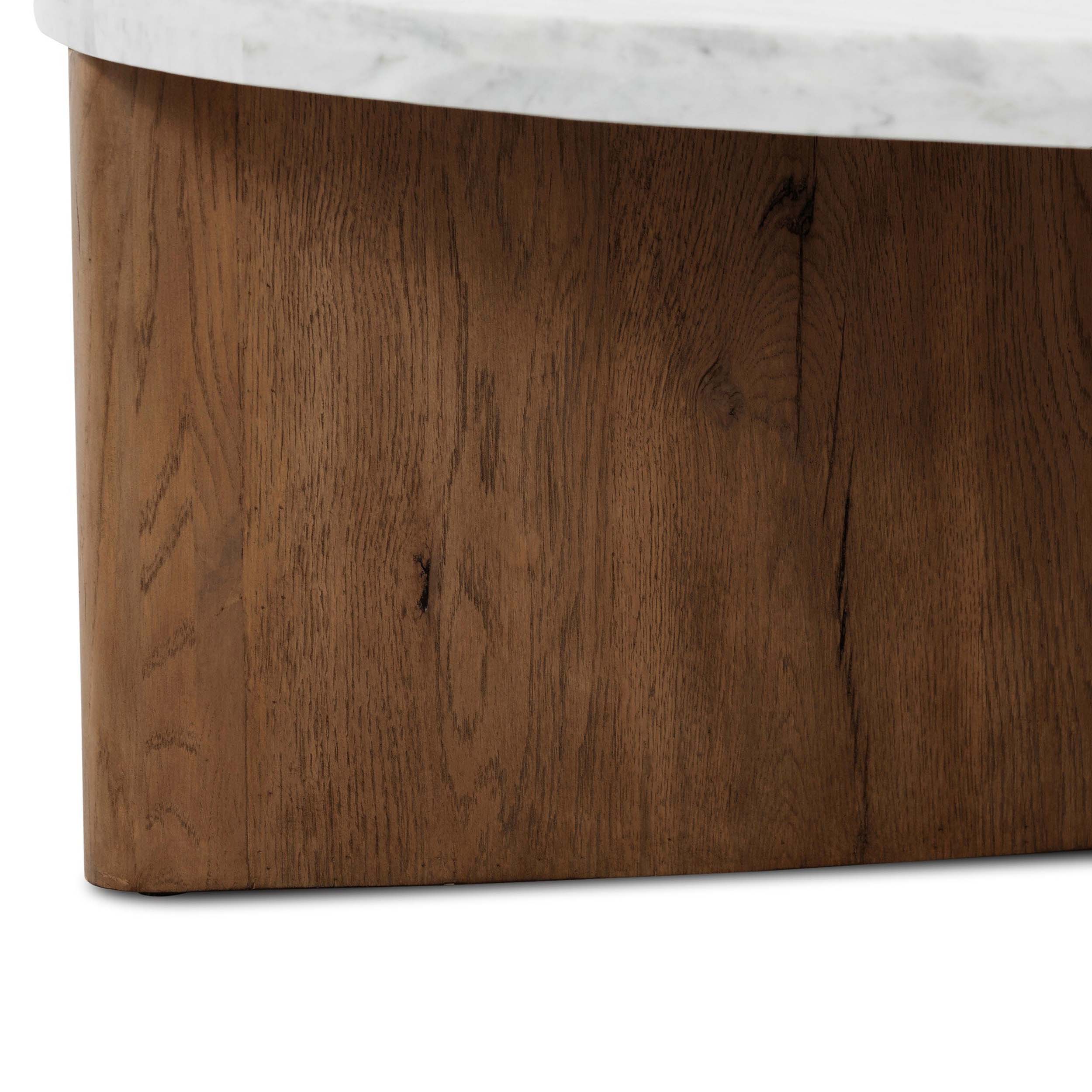 Toli Coffee Table, Italian White Marble, Rustic Fawn