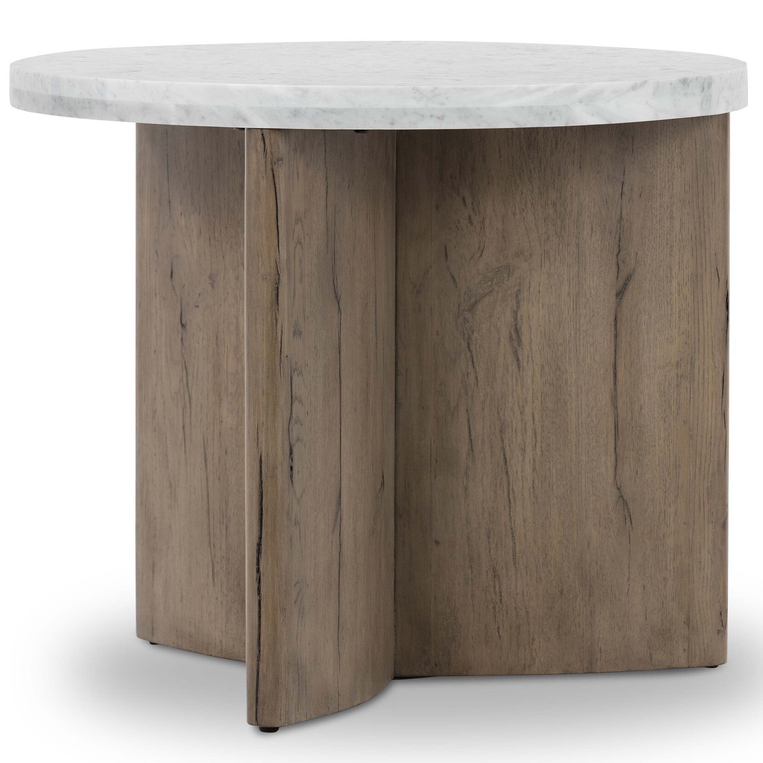 Toli End Table, Italian White Marble, Rustic Grey