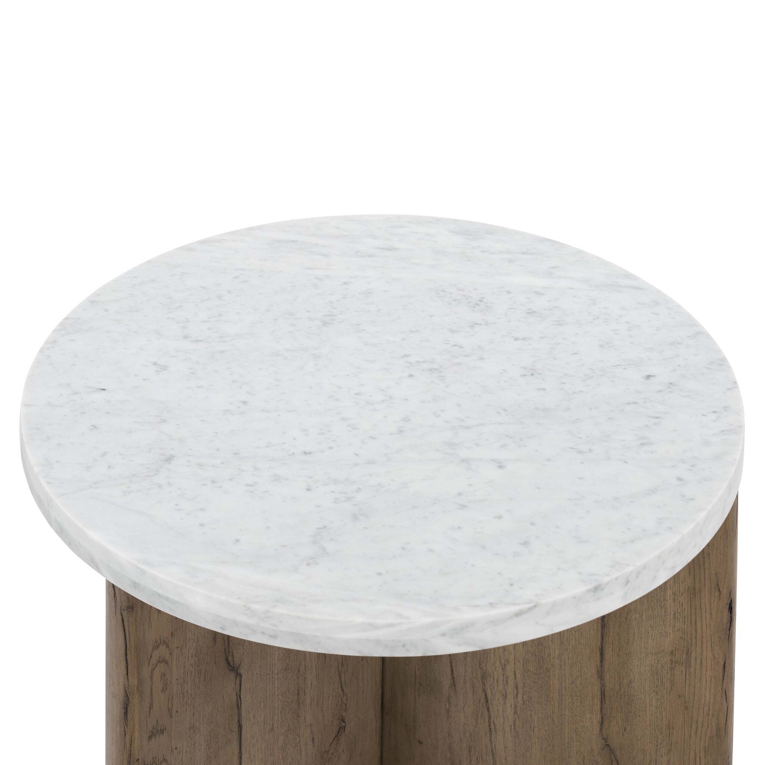 Toli End Table, Italian White Marble, Rustic Grey