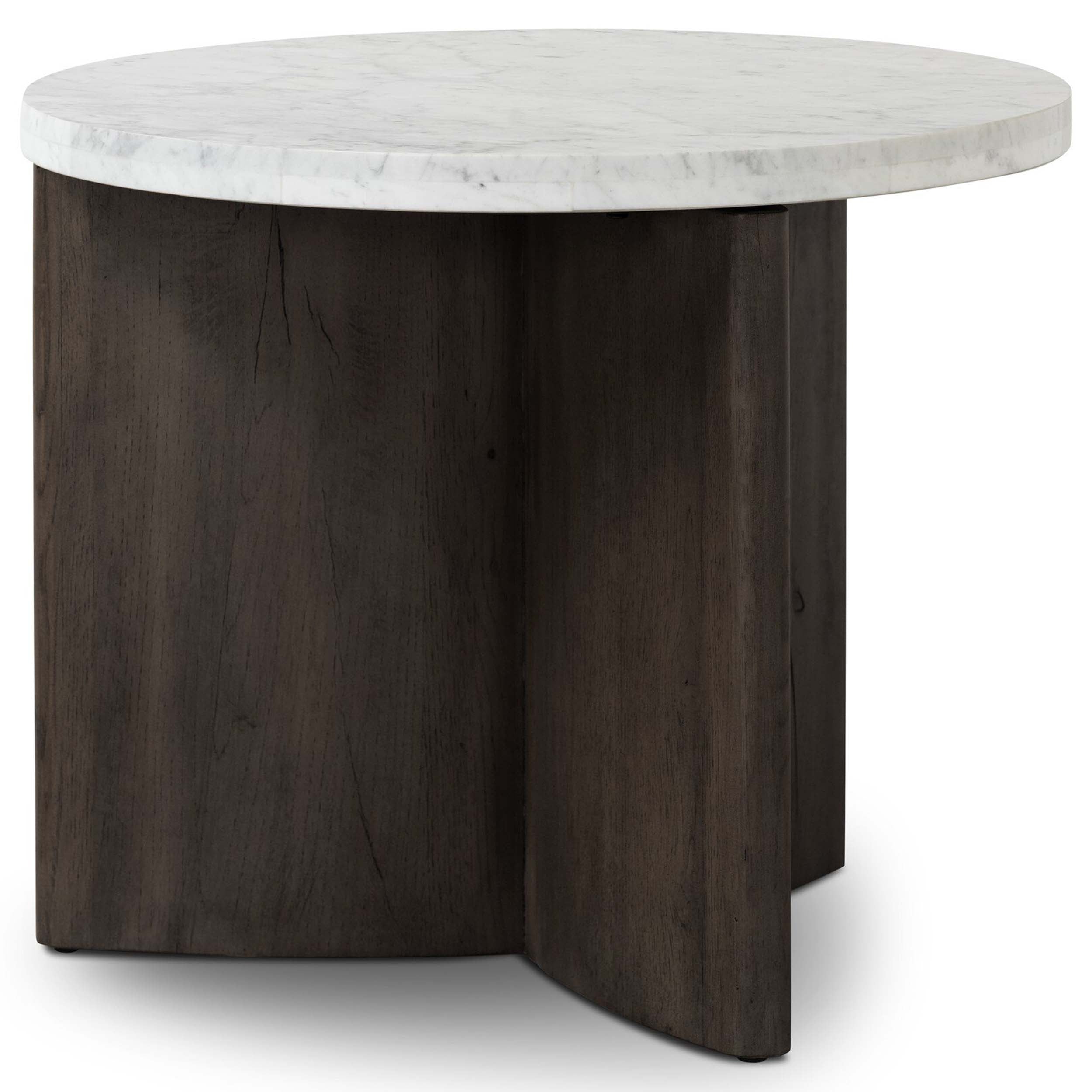 Toli End Table, Italian White Marble, Smoked Black