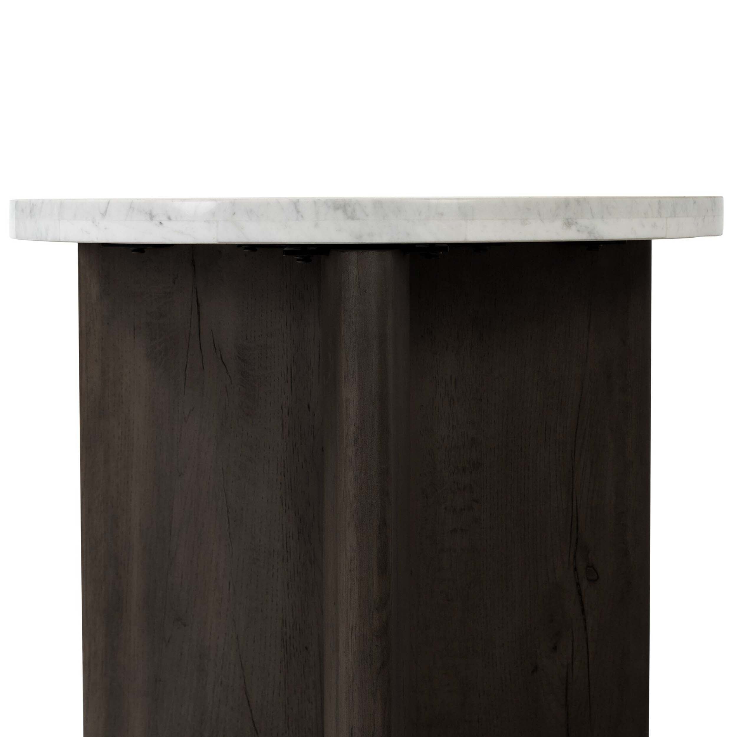 Toli End Table, Italian White Marble, Smoked Black