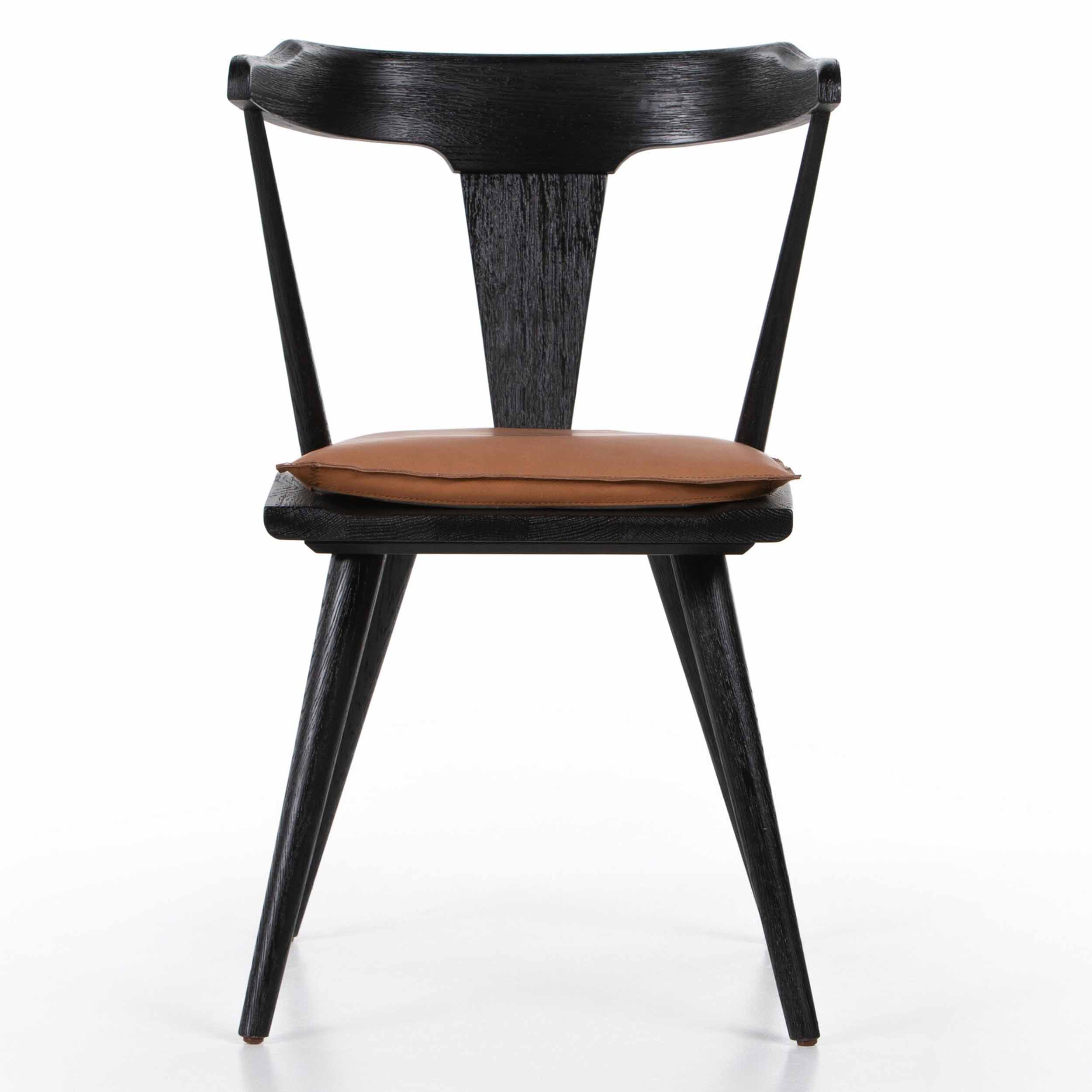 Ripley Dining Chair, Whiskey Saddle, Black Oak